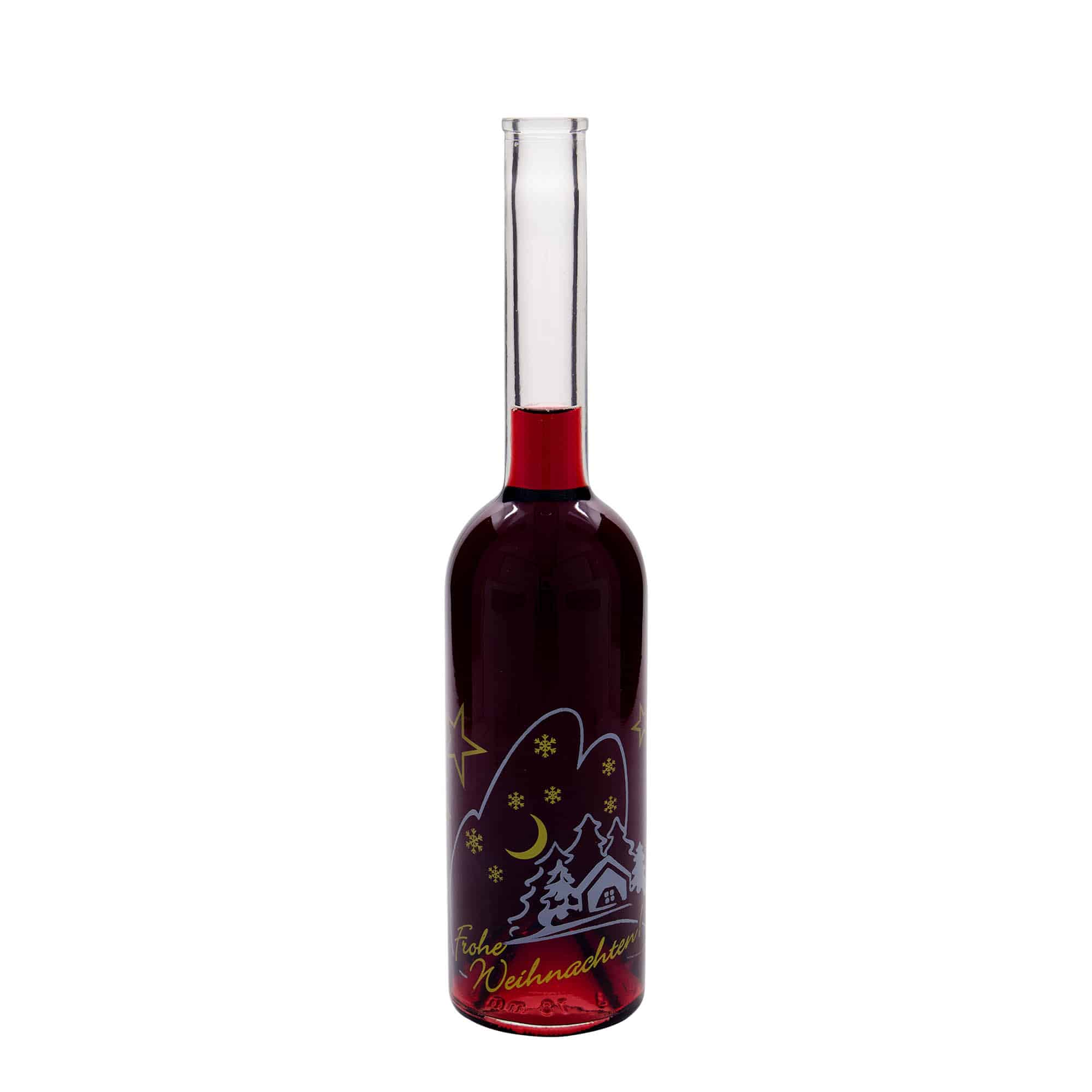 Glazen fles 'Opera', 500 ml, motief: Kerstidylle, monding: kurk