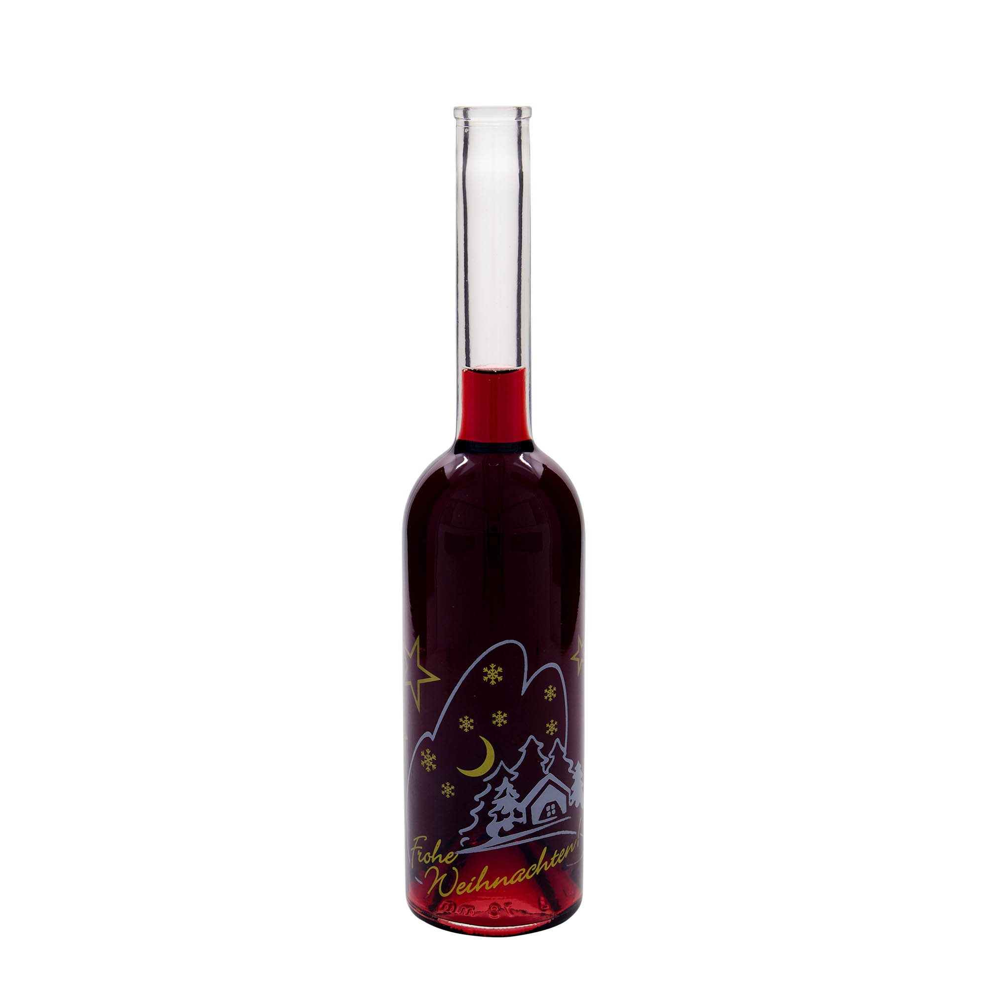 Glazen fles 'Opera', 500 ml, motief: Kerstidylle, monding: kurk Glazen fles 'Opera', 500 ml, motief: Kerstidylle, monding: kurk