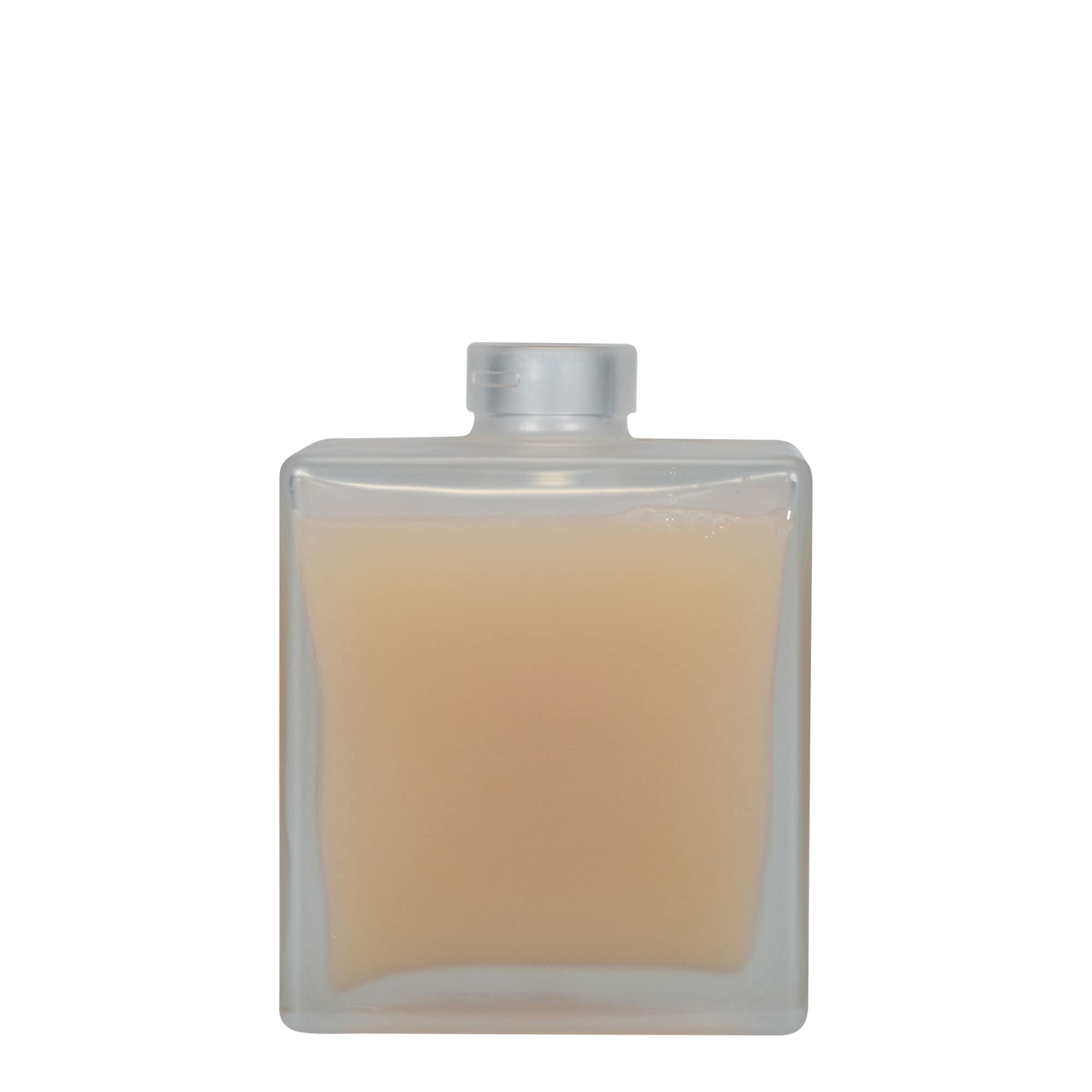Glazen fles 'Cube', 500 ml, vierkant, gematteerd, monding: kurk Glazen fles 'Cube', 500 ml, vierkant, gematteerd, monding: kurk
