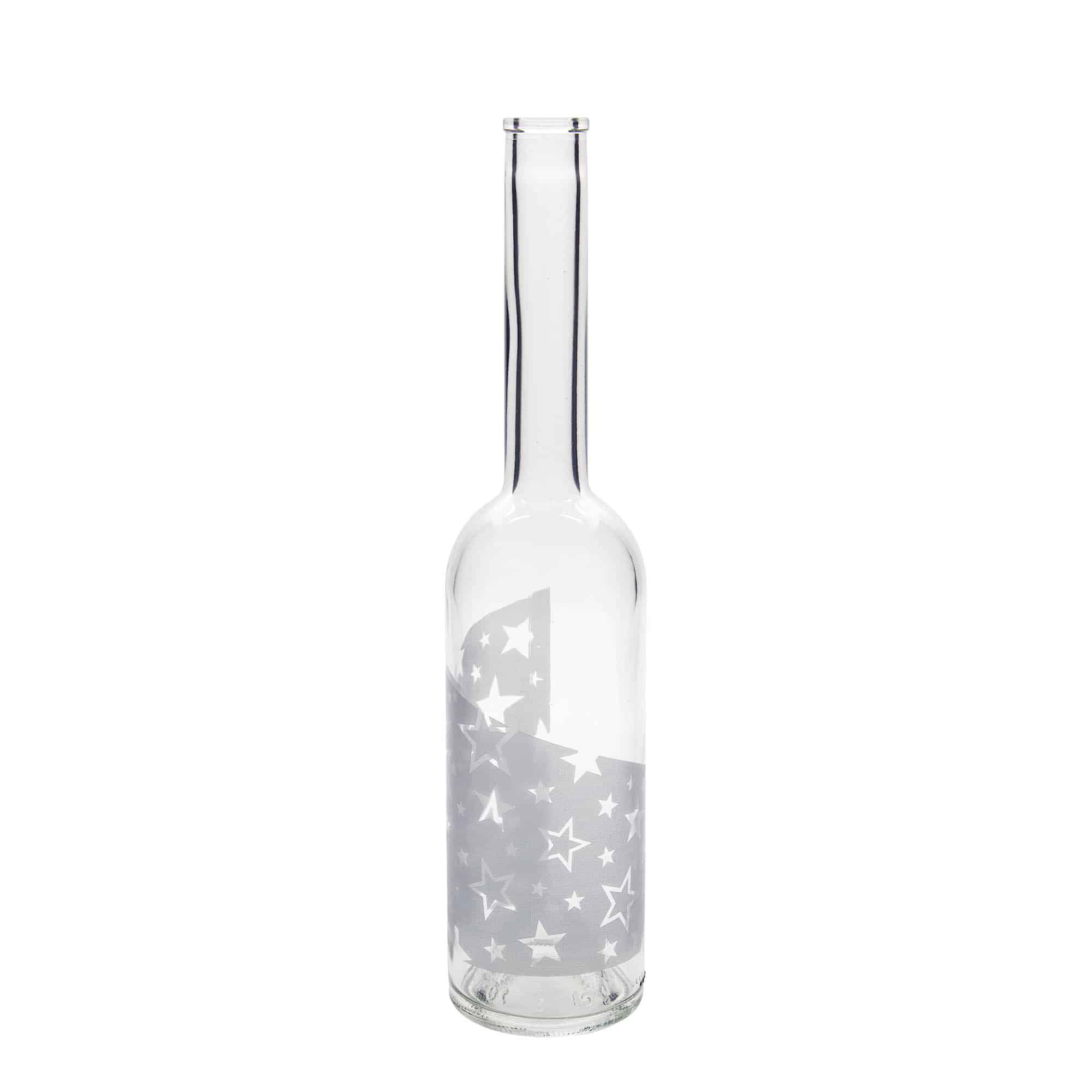 Bouteille en verre 500 ml « Opera », motif : étoiles argentées, bouchage: bouchon
