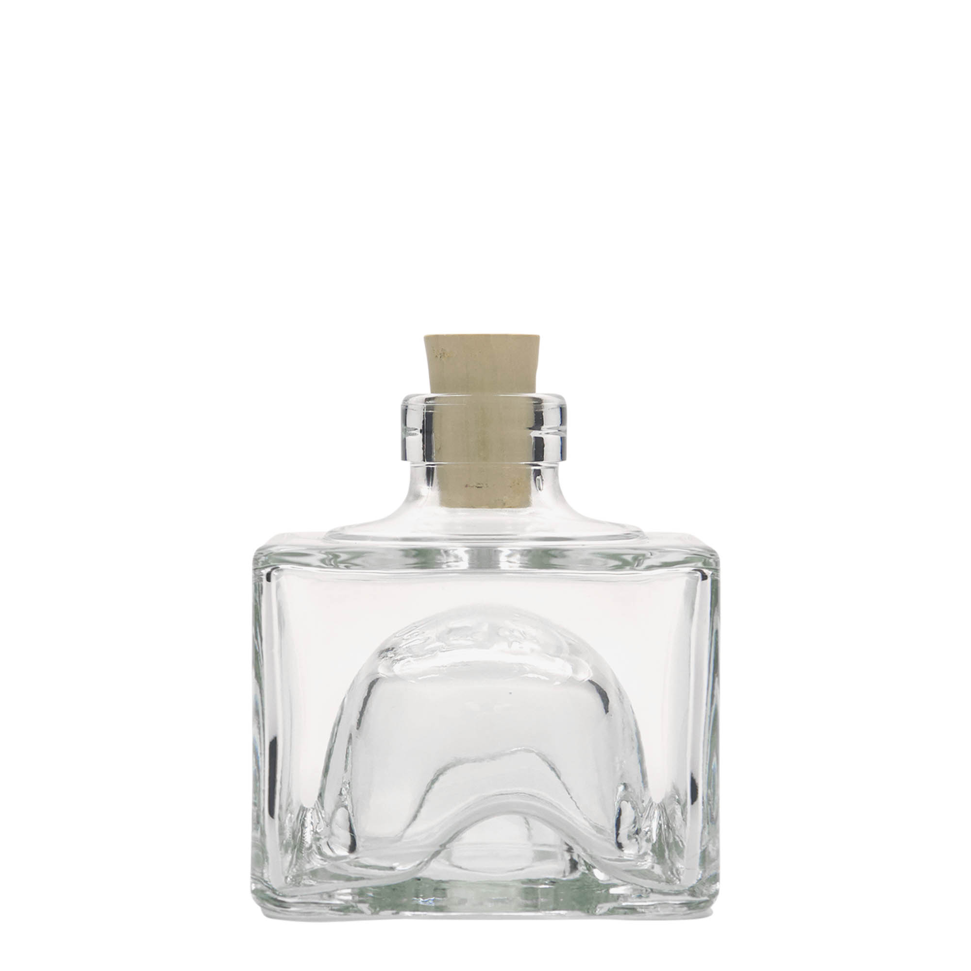 Glazen fles 'Cocolores', 200 ml, vierkant, monding: kurk Glazen fles 'Cocolores', 200 ml, vierkant, monding: kurk