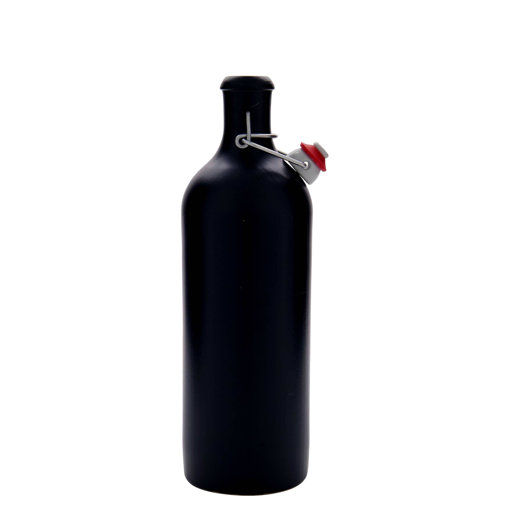 Chope en terre cuite 750 ml, grès, noir, bouchage: bouchon mécanique