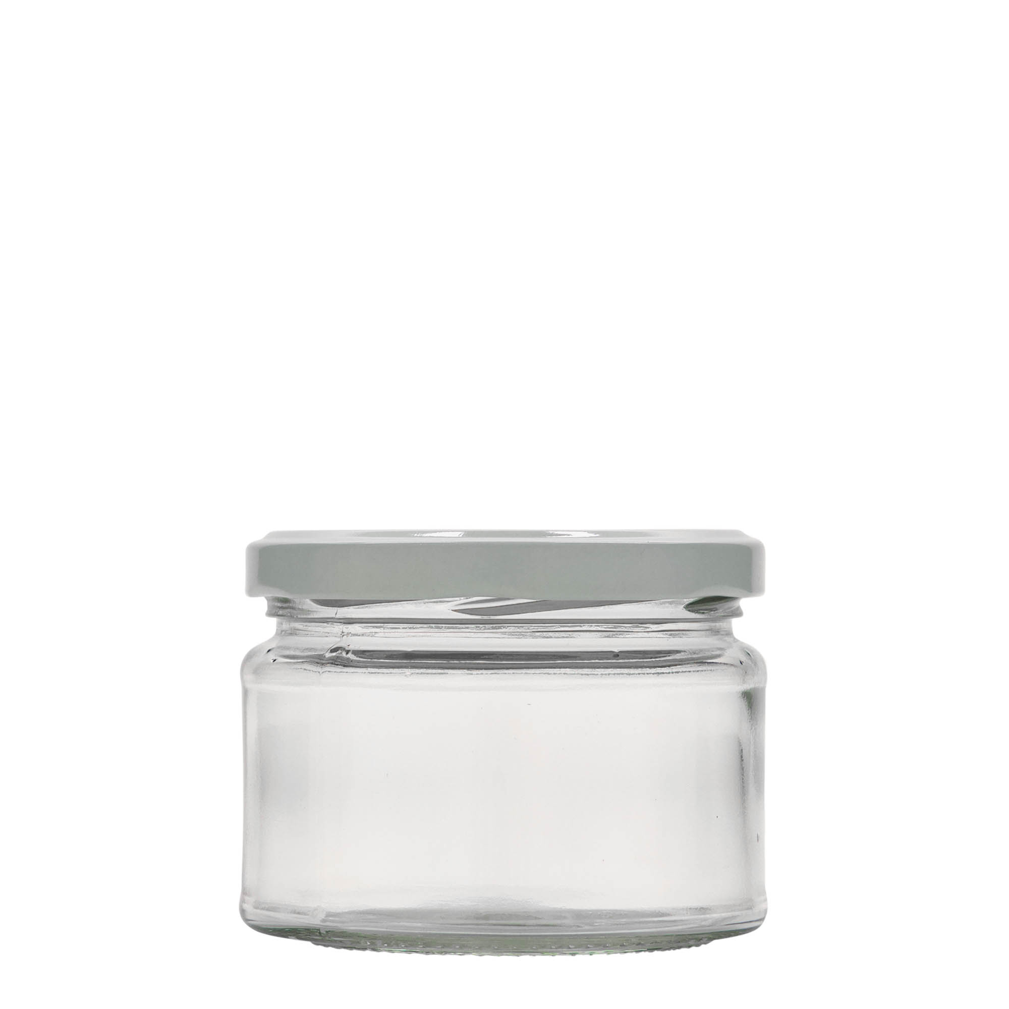 Vlakke ronde pot, 280 ml, monding: twist-off (TO 82) Vlakke ronde pot, 280 ml, monding: twist-off (TO 82)