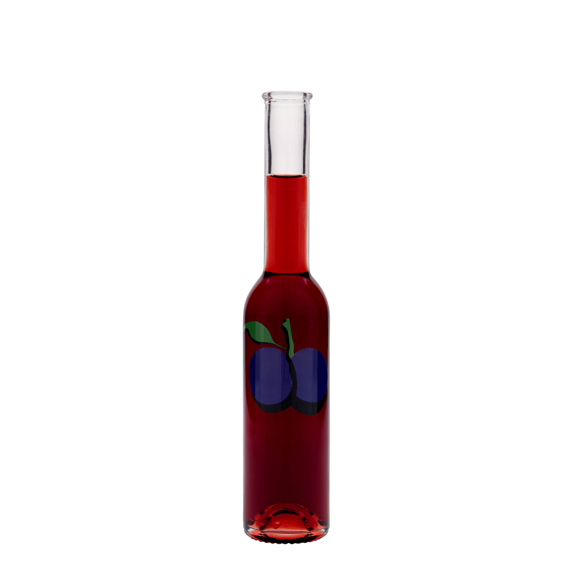 Glazen fles 'Opera', 200 ml, motief: Pruim, monding: kurk