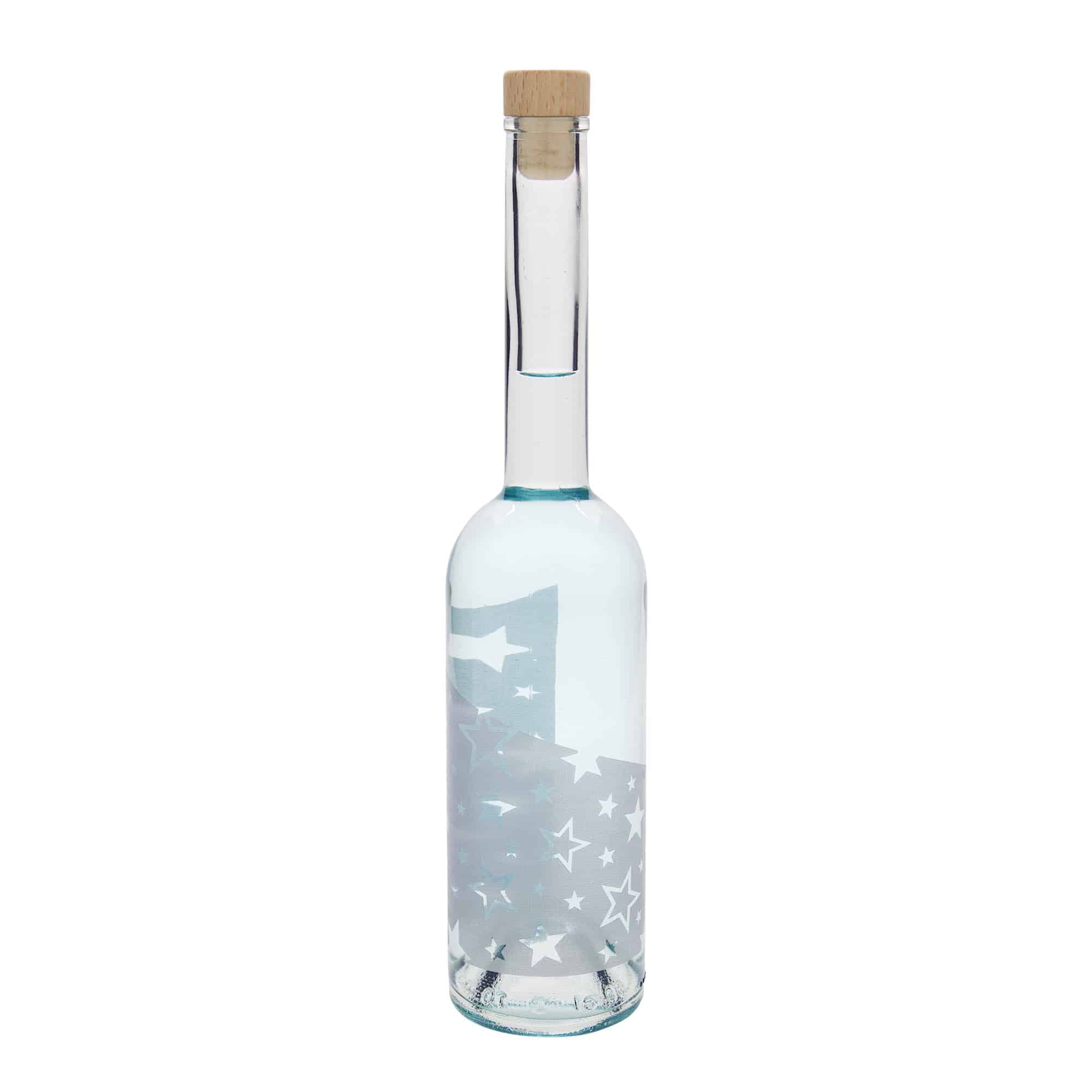 Bouteille en verre 500 ml « Opera », motif : étoiles argentées, bouchage: bouchon