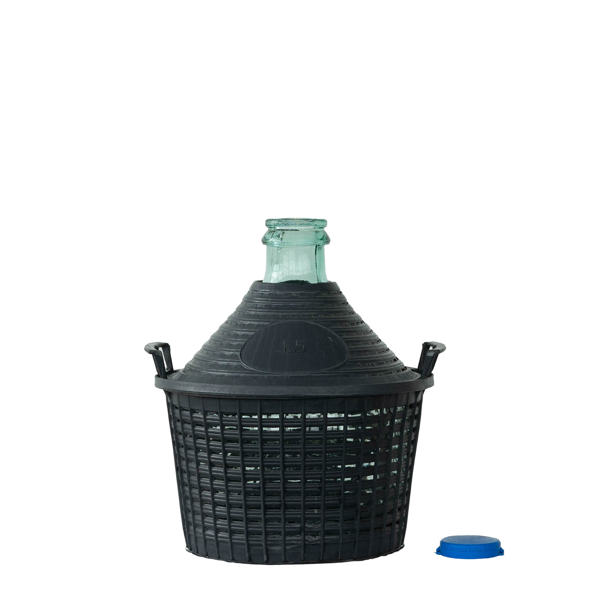 Ballonfles smalle hals, 5 l, glas, monding: stulpdeksel