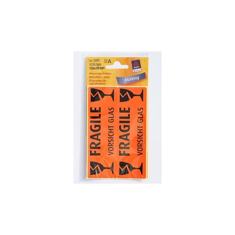 Zweckform stickers 'Voorzichtig glas', papier, zwart-oranje Zweckform stickers 'Voorzichtig glas', papier, zwart-oranje