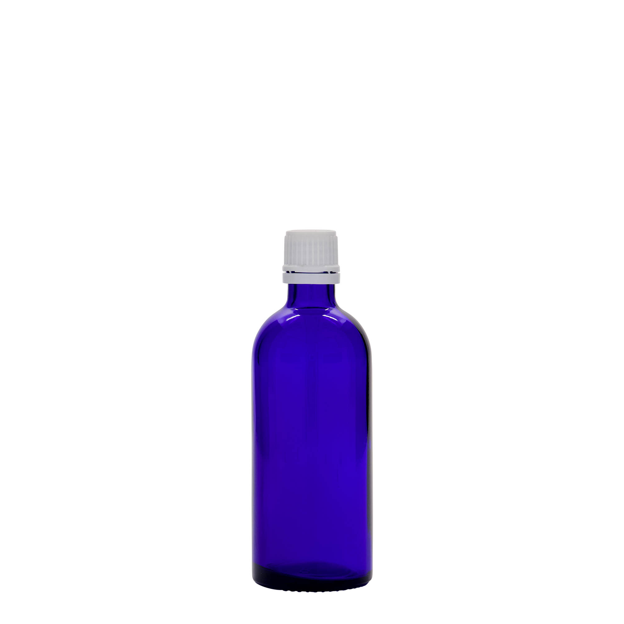 Medicijnfles, 100 ml, glas, koningsblauw, monding: DIN 18 Medicijnfles, 100 ml, glas, koningsblauw, monding: DIN 18