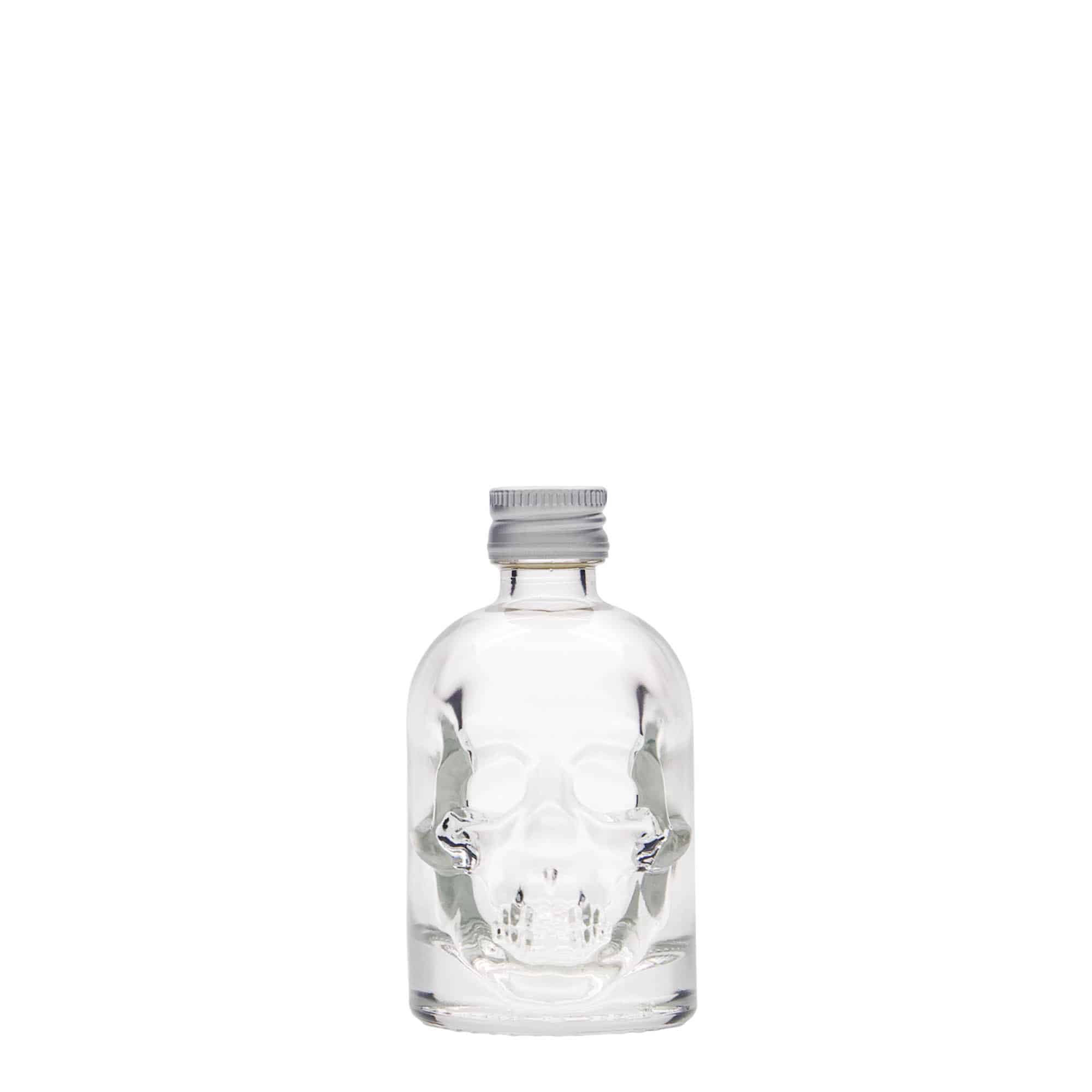 Bouteille en verre 50 ml 'Crâne', bouchage: PP 18 Bouteille en verre 50 ml 'Crâne', bouchage: PP 18