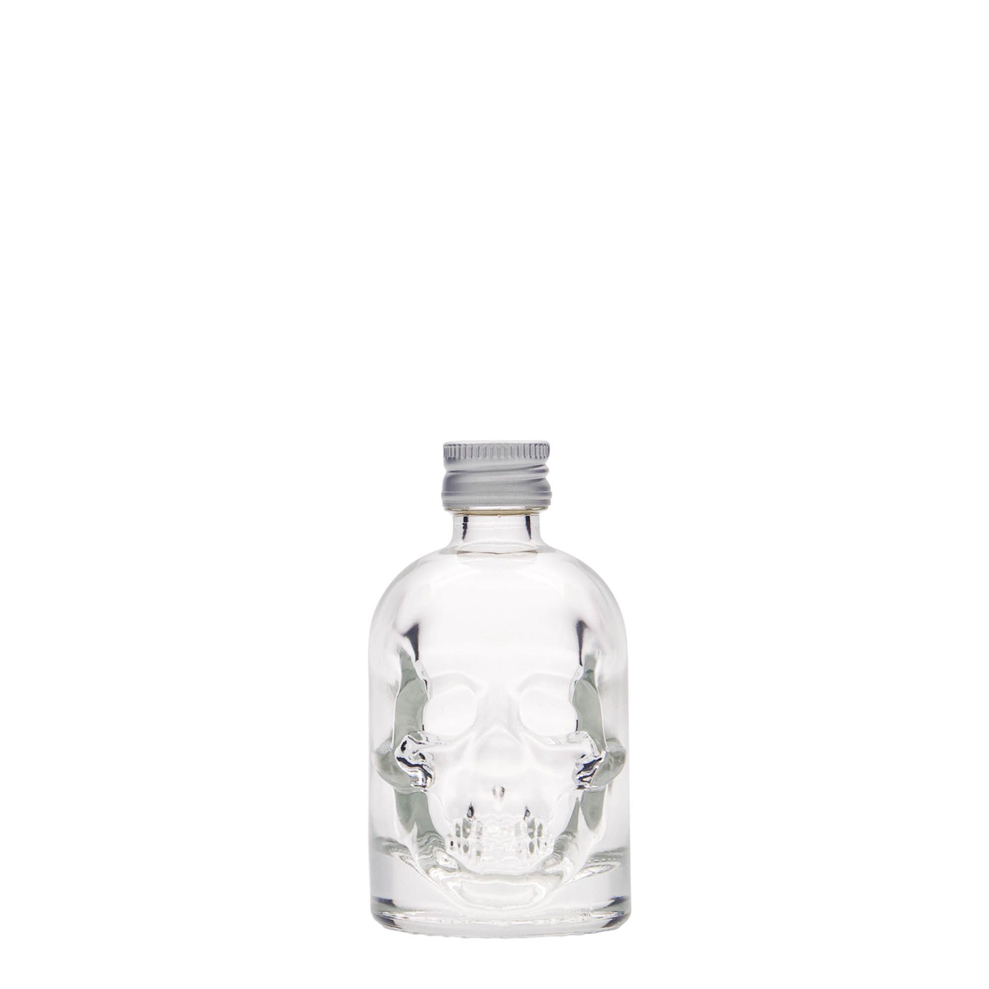Bouteille en verre 50 ml « Crâne », bouchage: PP 18