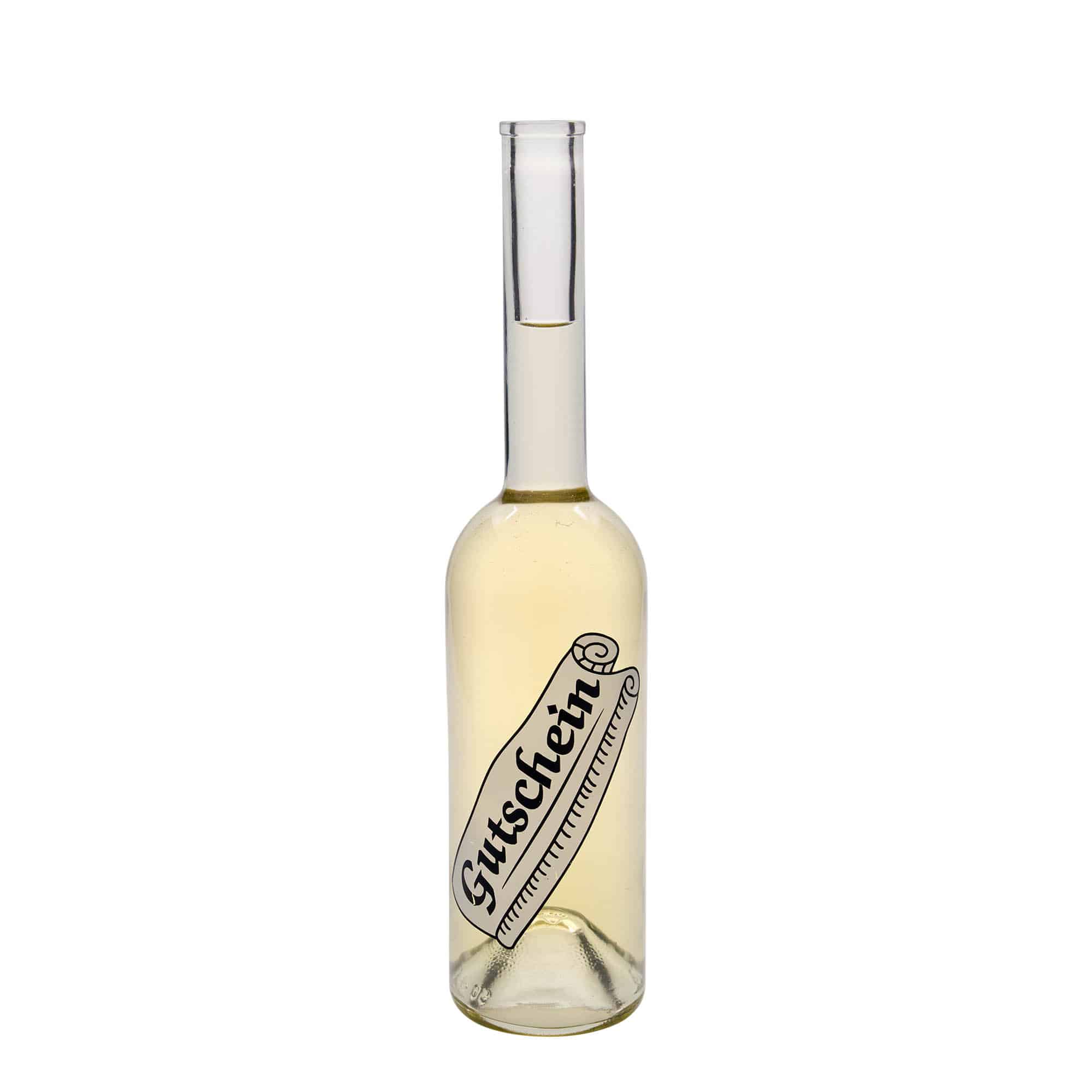 Glazen fles 'Opera', 500 ml, motief: Waardebon, monding: kurk Glazen fles 'Opera', 500 ml, motief: Waardebon, monding: kurk