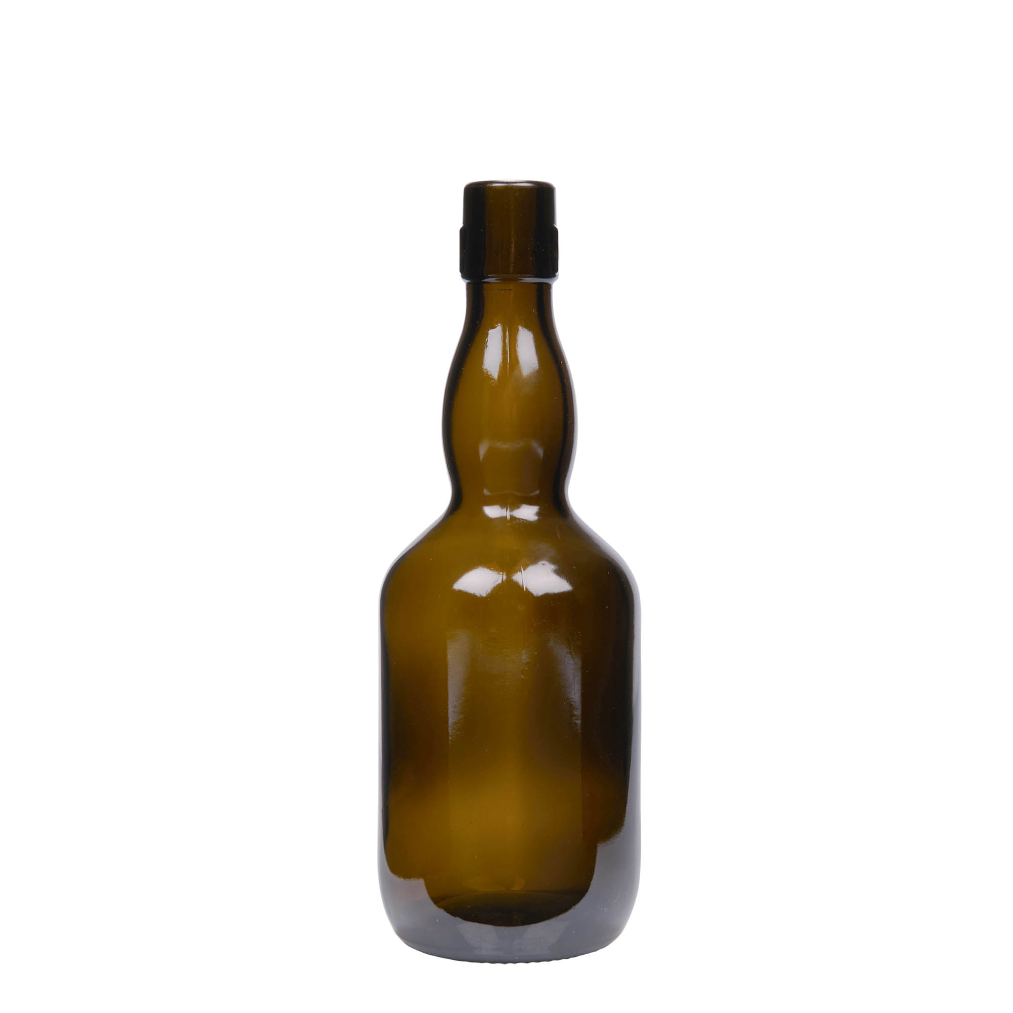 Bierflesje gewelfde hals, 500 ml, glas, antiekgroen, monding: beugelsluiting