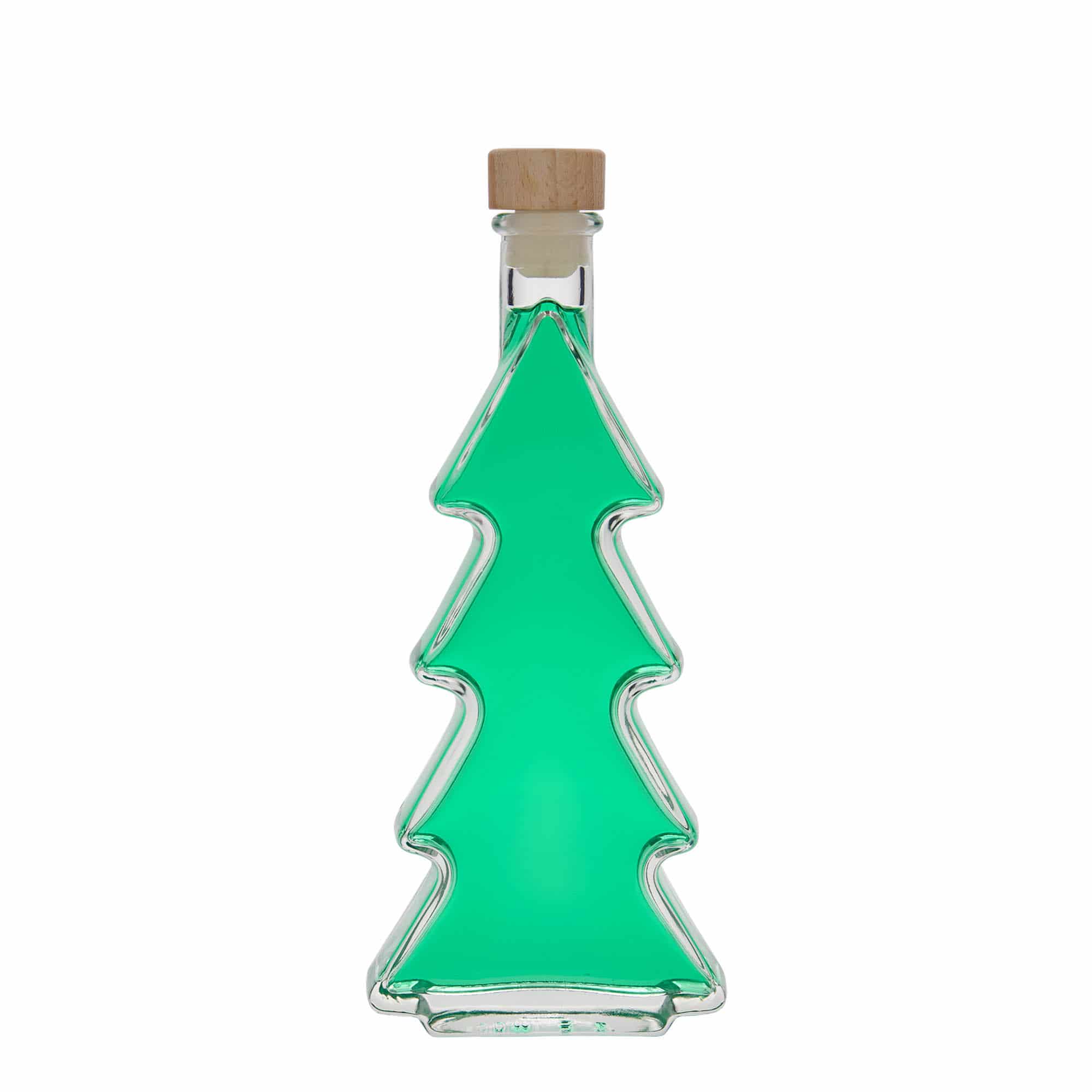Glazen fles 'Dennenboom', 200 ml, monding: kurk