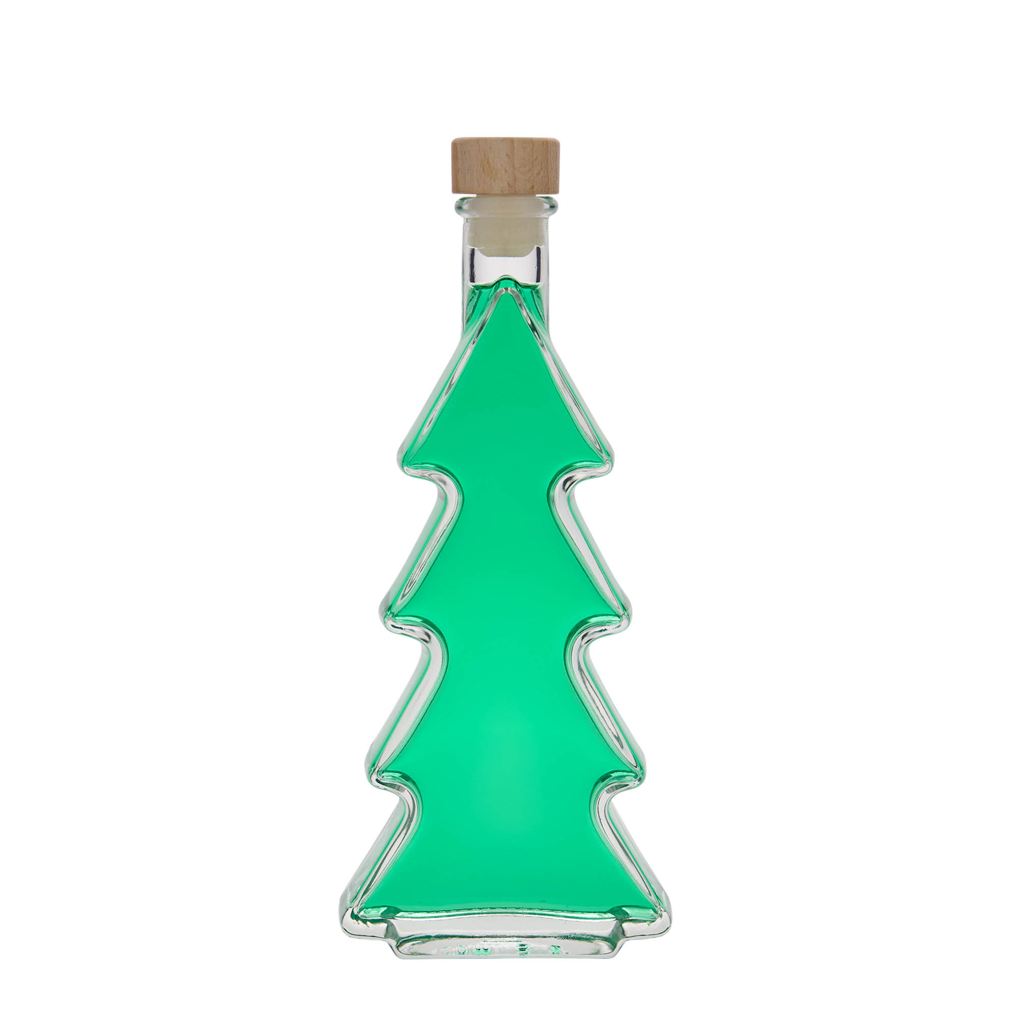 Glazen fles 'Dennenboom', 200 ml, monding: kurk Glazen fles 'Dennenboom', 200 ml, monding: kurk