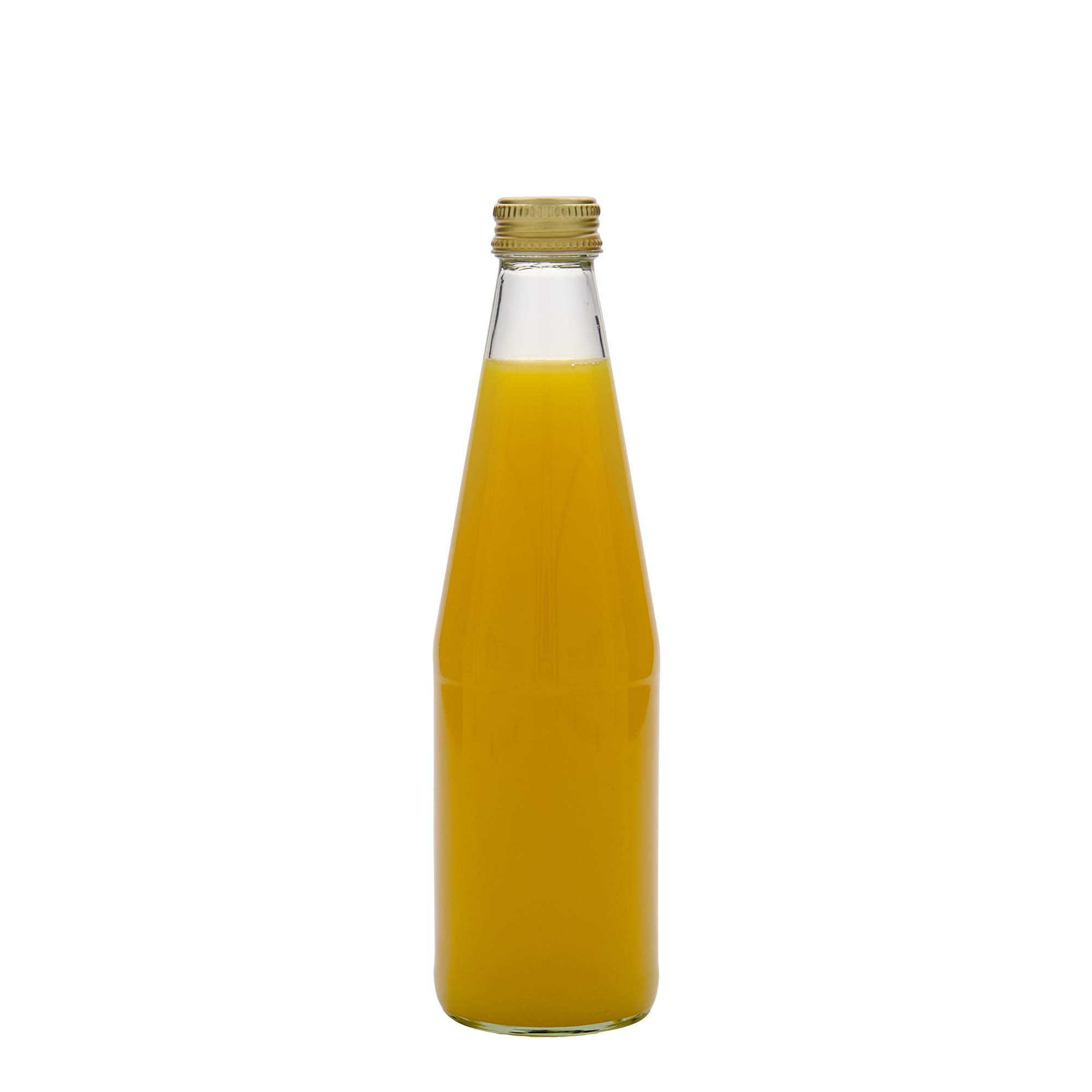 Bouteille universelle en forme de carotte 330 ml, verre, bouchage: PP 28 Bouteille universelle en forme de carotte 330 ml, verre, bouchage: PP 28