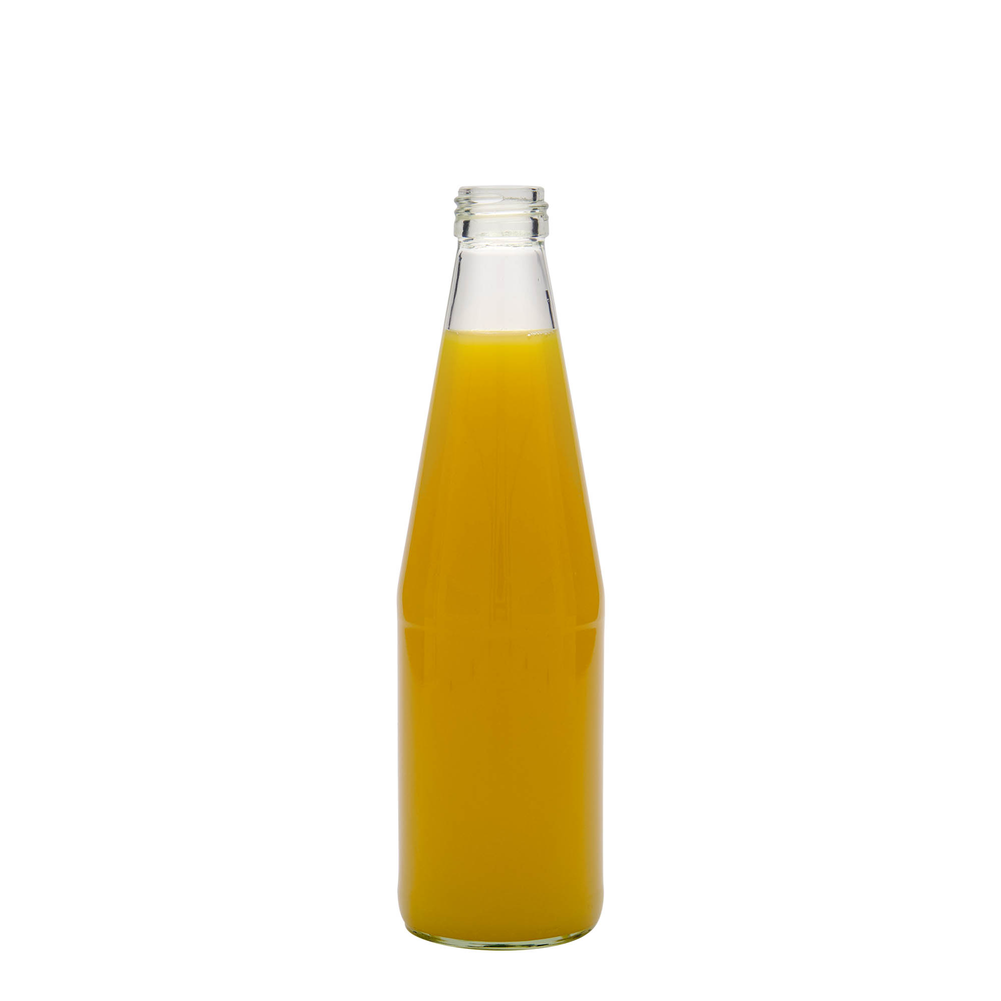 Bouteille universelle en forme de carotte 330 ml, verre, bouchage: PP 28 Bouteille universelle en forme de carotte 330 ml, verre, bouchage: PP 28
