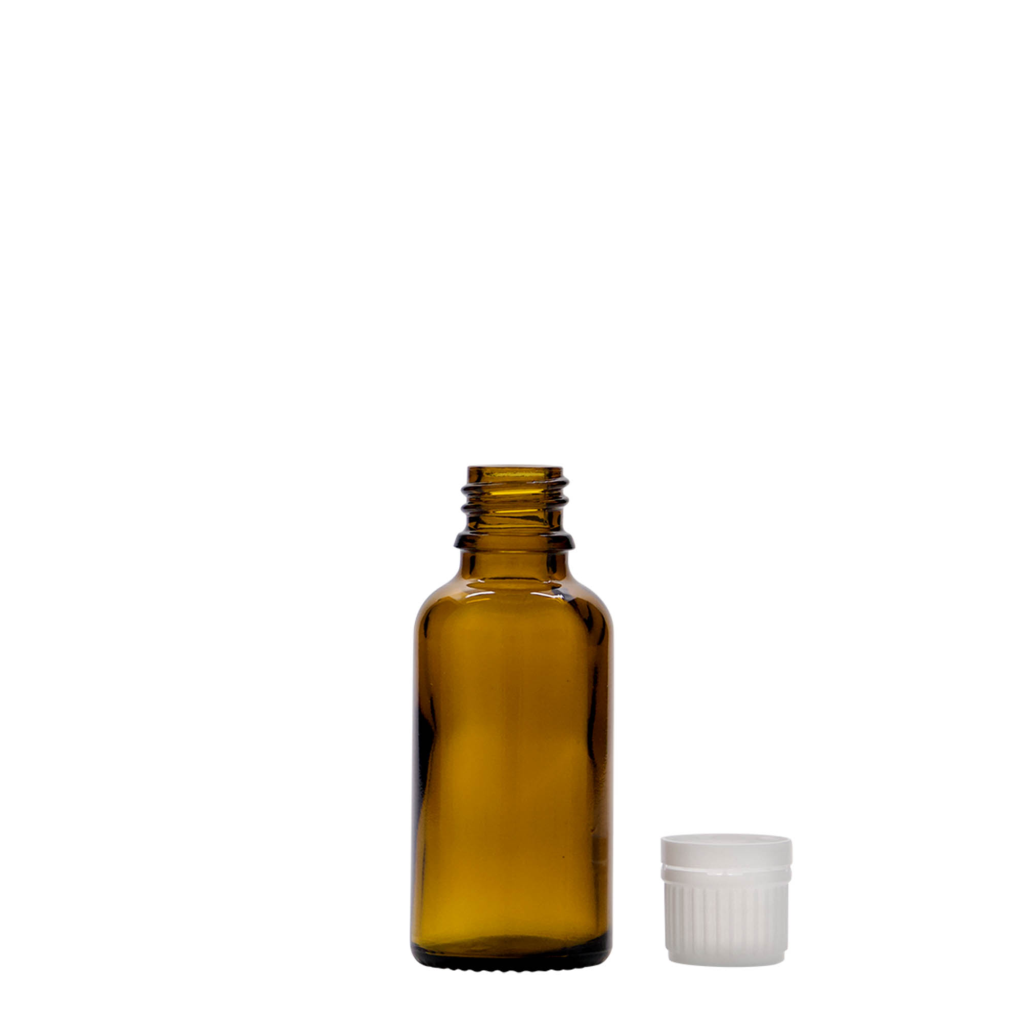 Medicijnfles, 30 ml, glas, bruin, monding: DIN 18 Medicijnfles, 30 ml, glas, bruin, monding: DIN 18