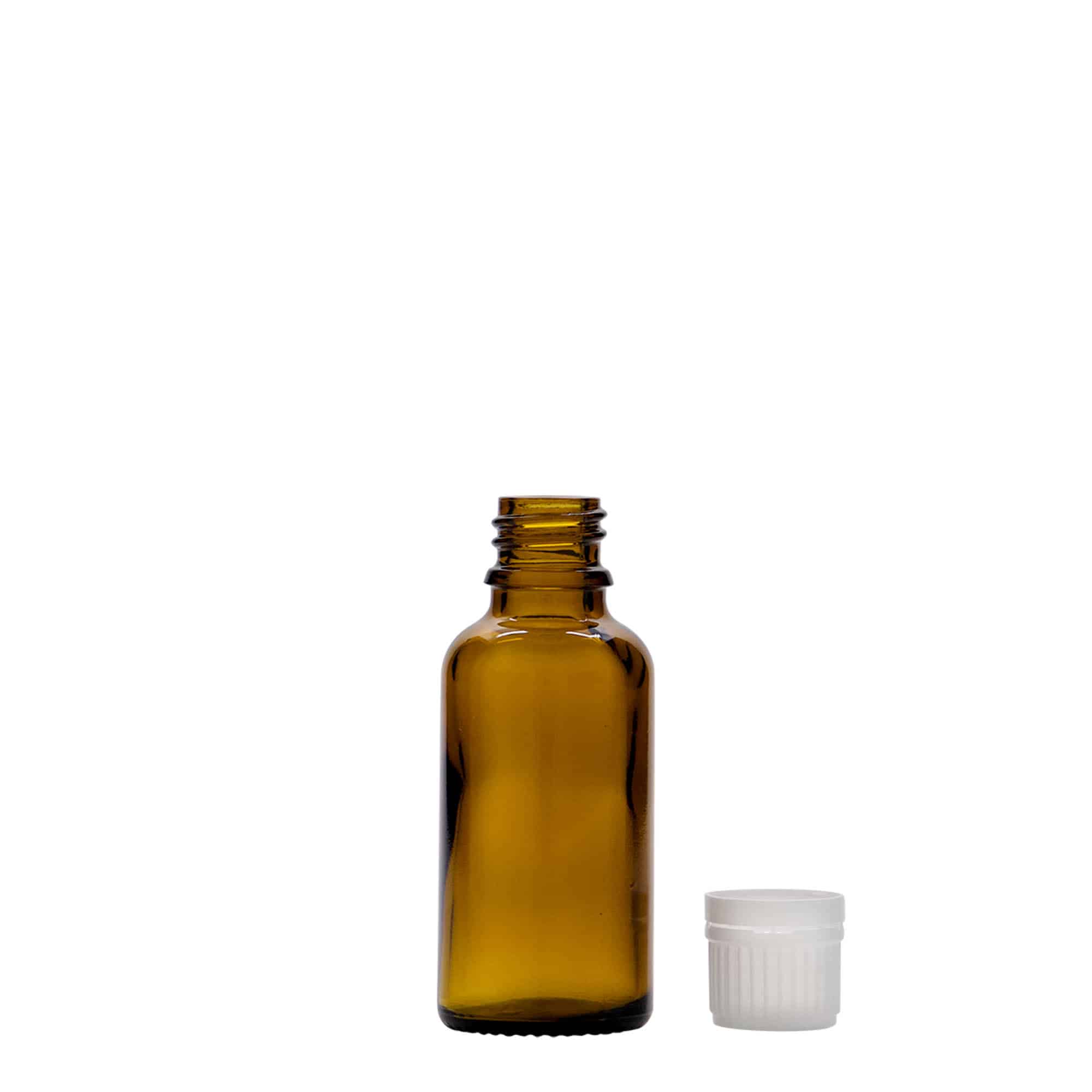Flacon pharmaceutique 30 ml, verre, brun, bouchage: DIN 18