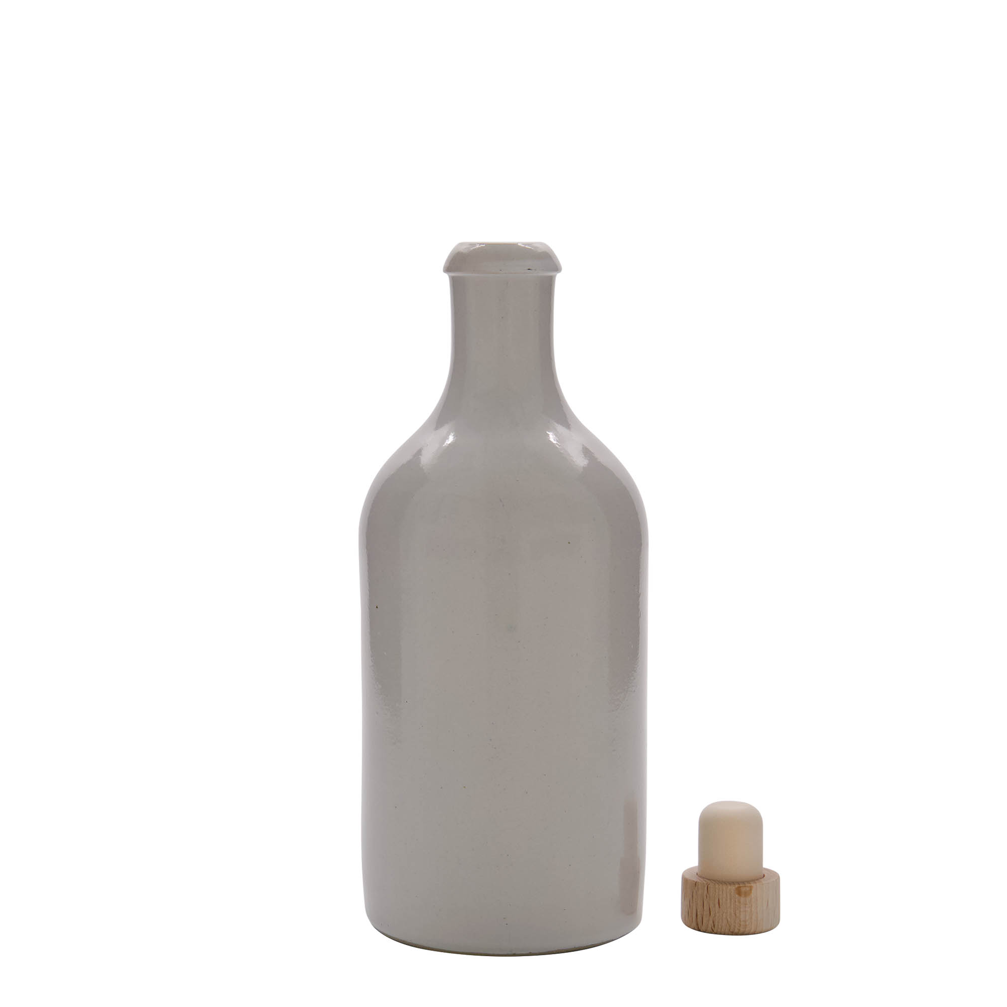 Keramische kruik, 500 ml, steengoed, wit, monding: kurk