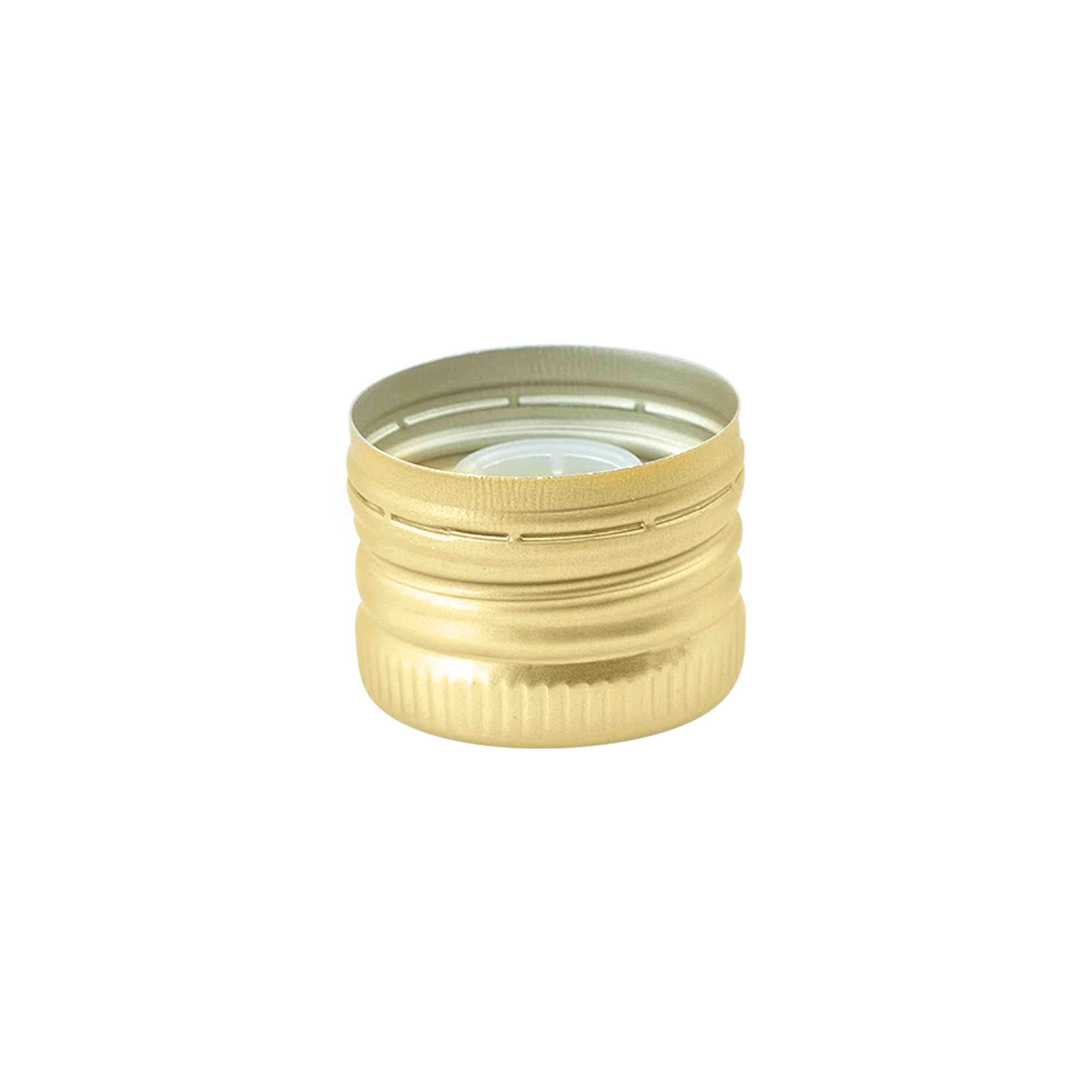 Schroefsluiting met schenktuit-inzetstuk, metaal-kunststof, goud, voor monding: PP 31,5