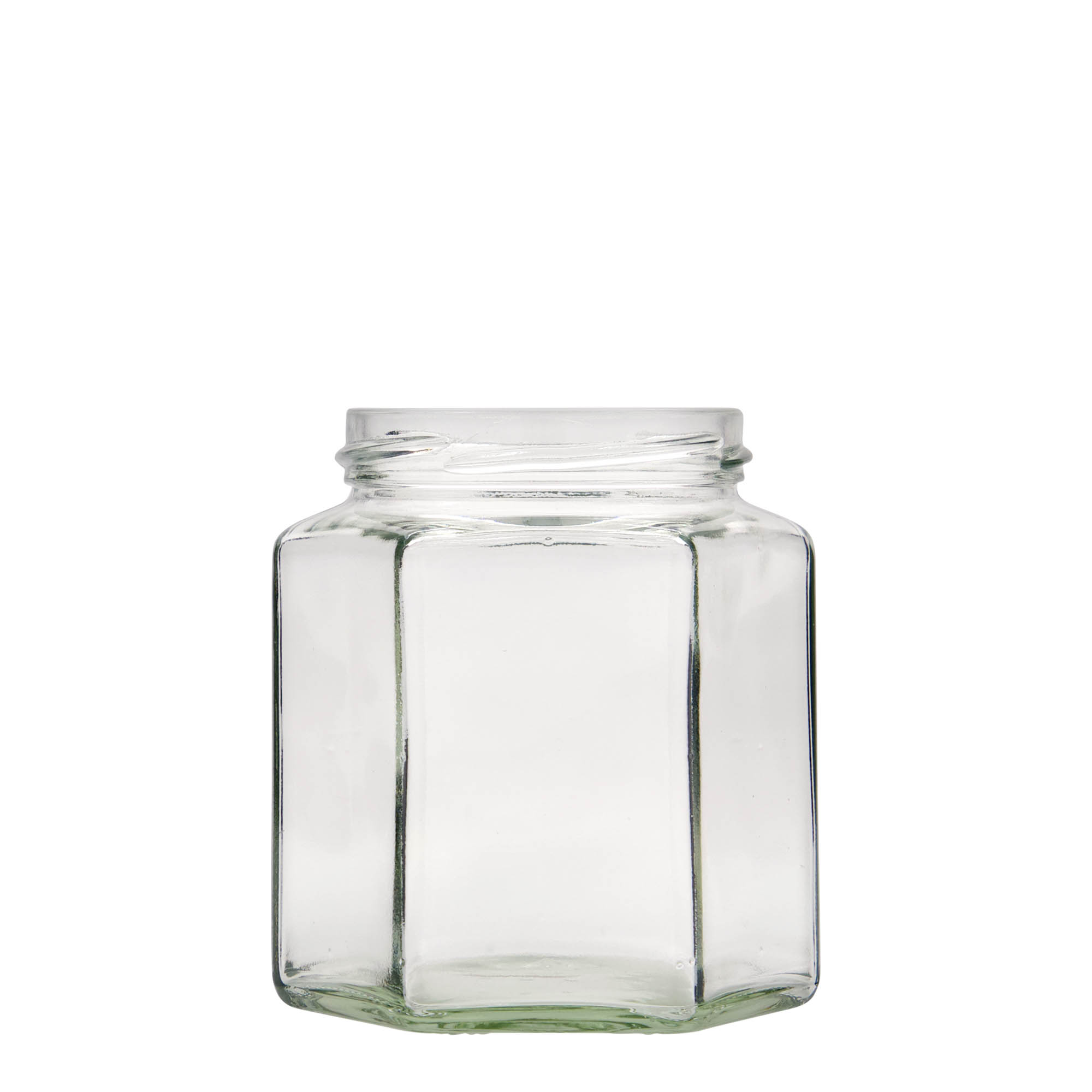 Hexagonale pot, 390 ml, monding: twist-off (TO 70) Hexagonale pot, 390 ml, monding: twist-off (TO 70)