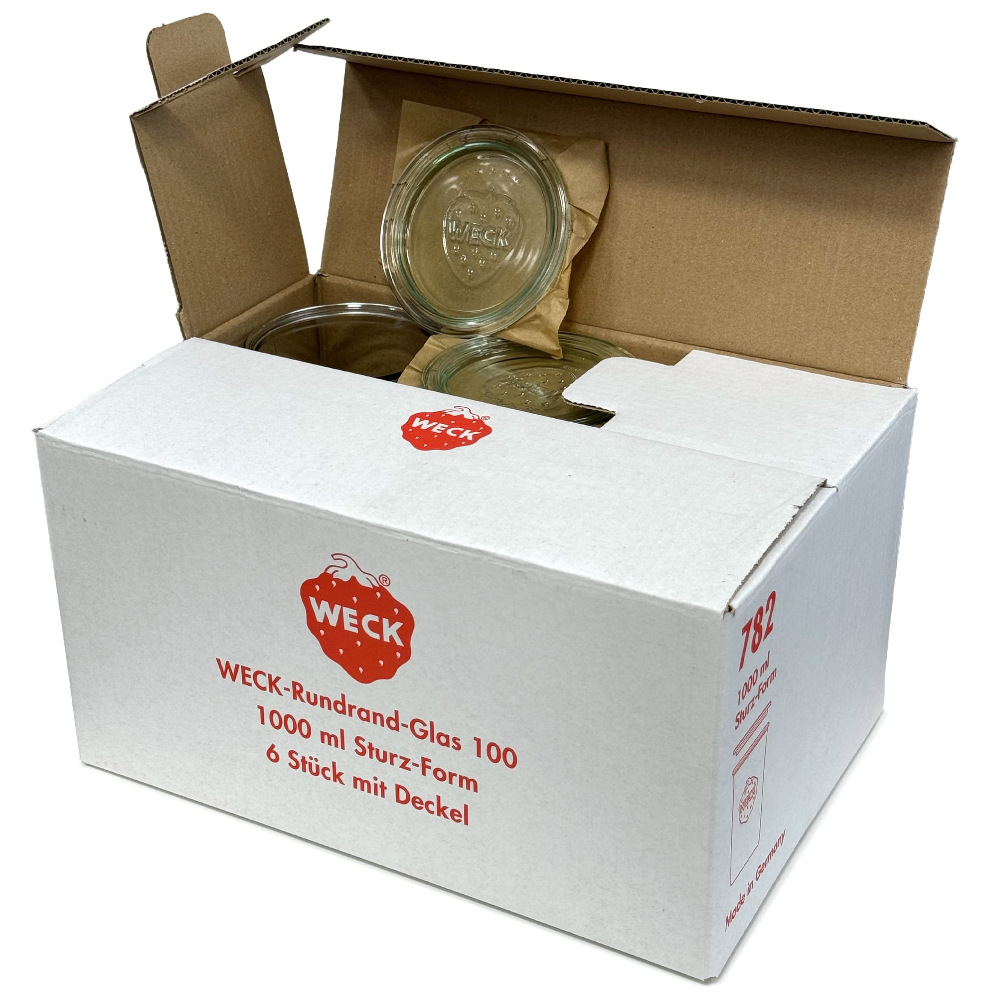 6x 1000 ml bocal WECK à renversement avec couvercle en verre RR 100