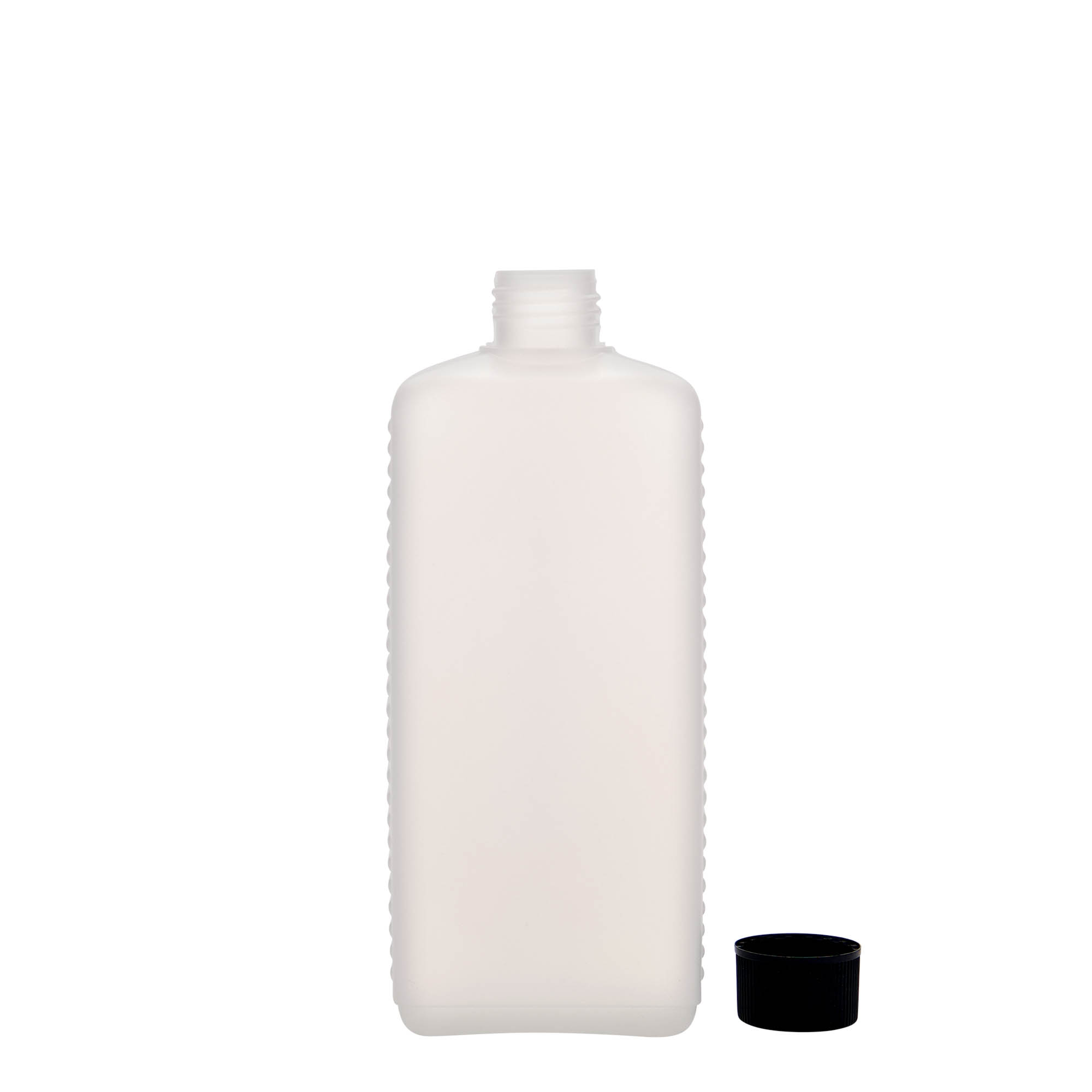 Bouteille bidon 500 ml, rectangulaire, plastique PEHD, nature, bouchage: DIN 25 EPE Bouteille bidon 500 ml, rectangulaire, plastique PEHD, nature, bouchage: DIN 25 EPE