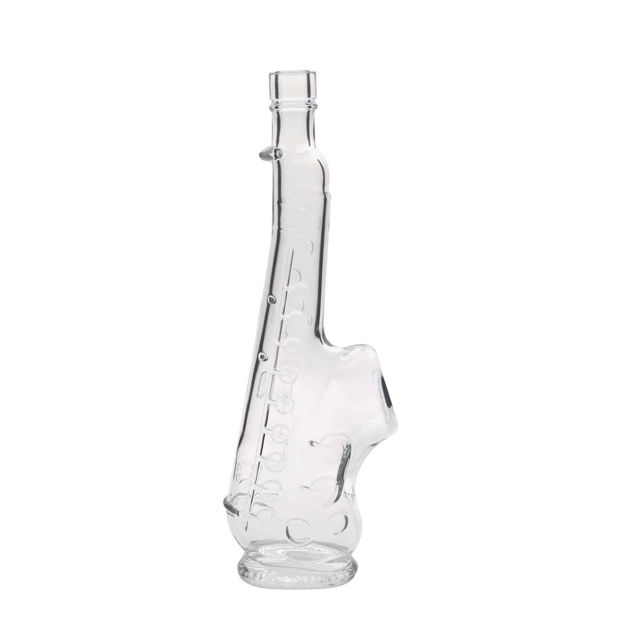 Glazen fles 'Saxofoon', 500 ml, monding: kurk