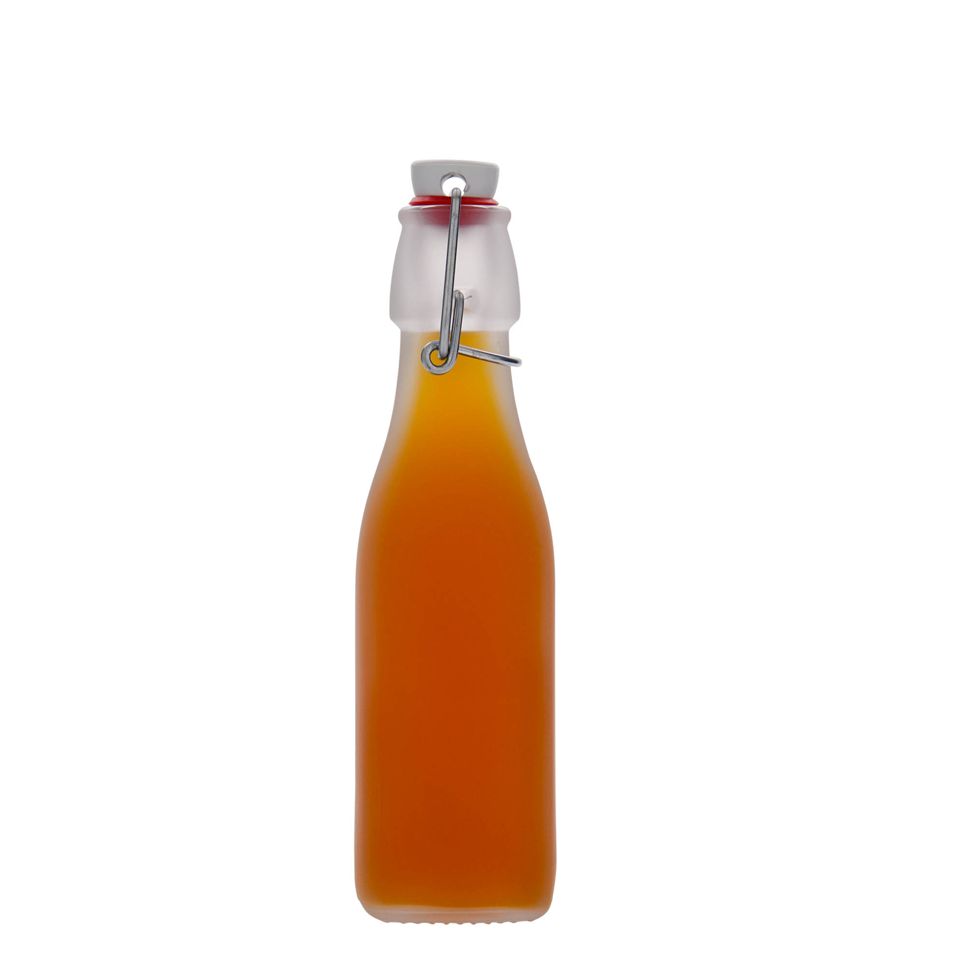 Glazen fles 'Swing', 250 ml, vierkant, wit, monding: beugelsluiting Glazen fles 'Swing', 250 ml, vierkant, wit, monding: beugelsluiting