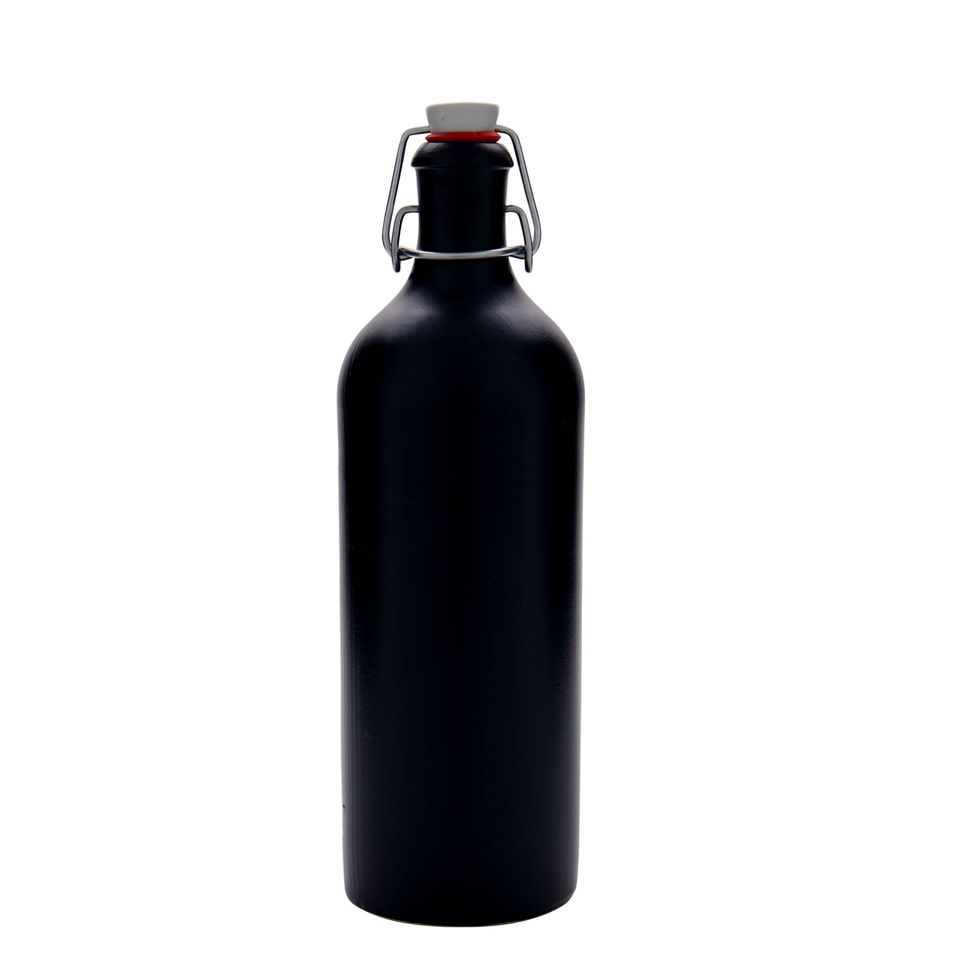Chope en terre cuite 750 ml, grès, noir, bouchage: bouchon mécanique