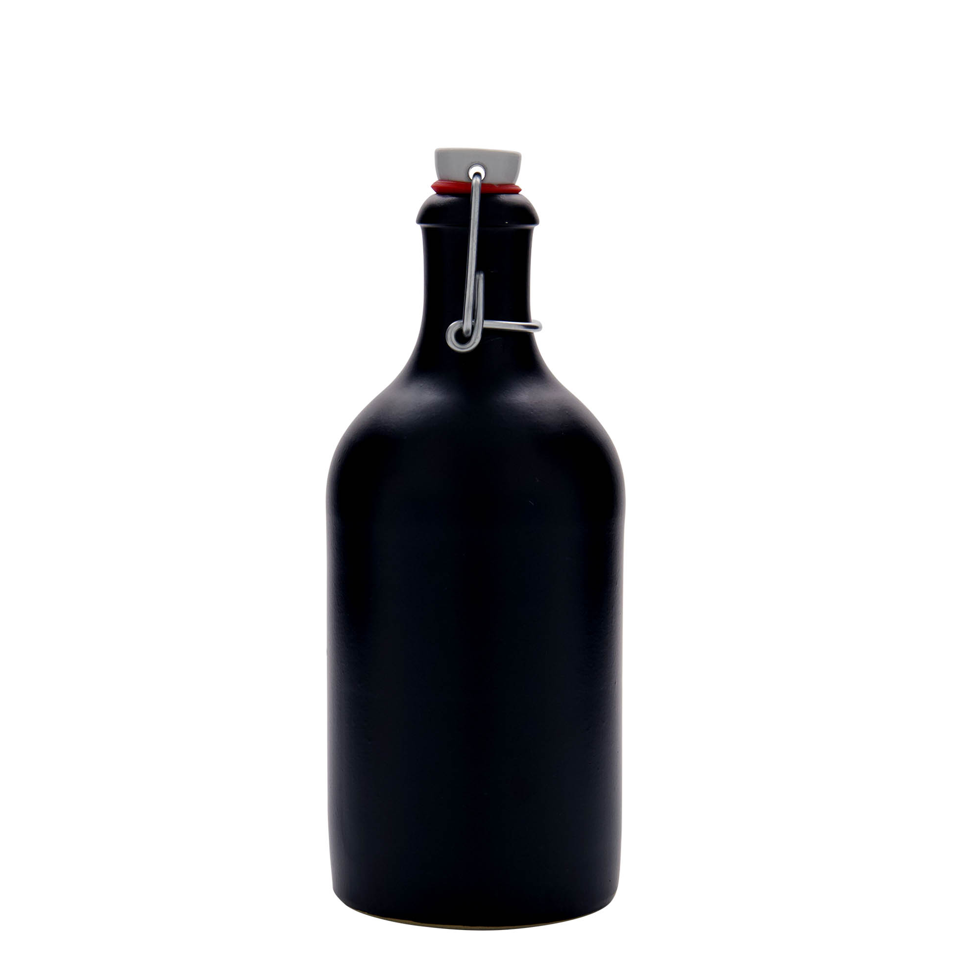 Chope en terre cuite 500 ml, grès, noir, bouchage: bouchon mécanique Chope en terre cuite 500 ml, grès, noir, bouchage: bouchon mécanique