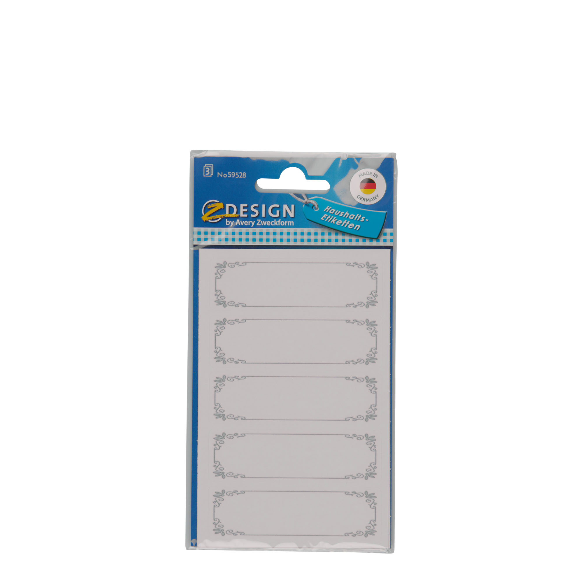 Étiquettes usage spécial « Cadre bleu », rectangulaire, papier, blanc-bleu