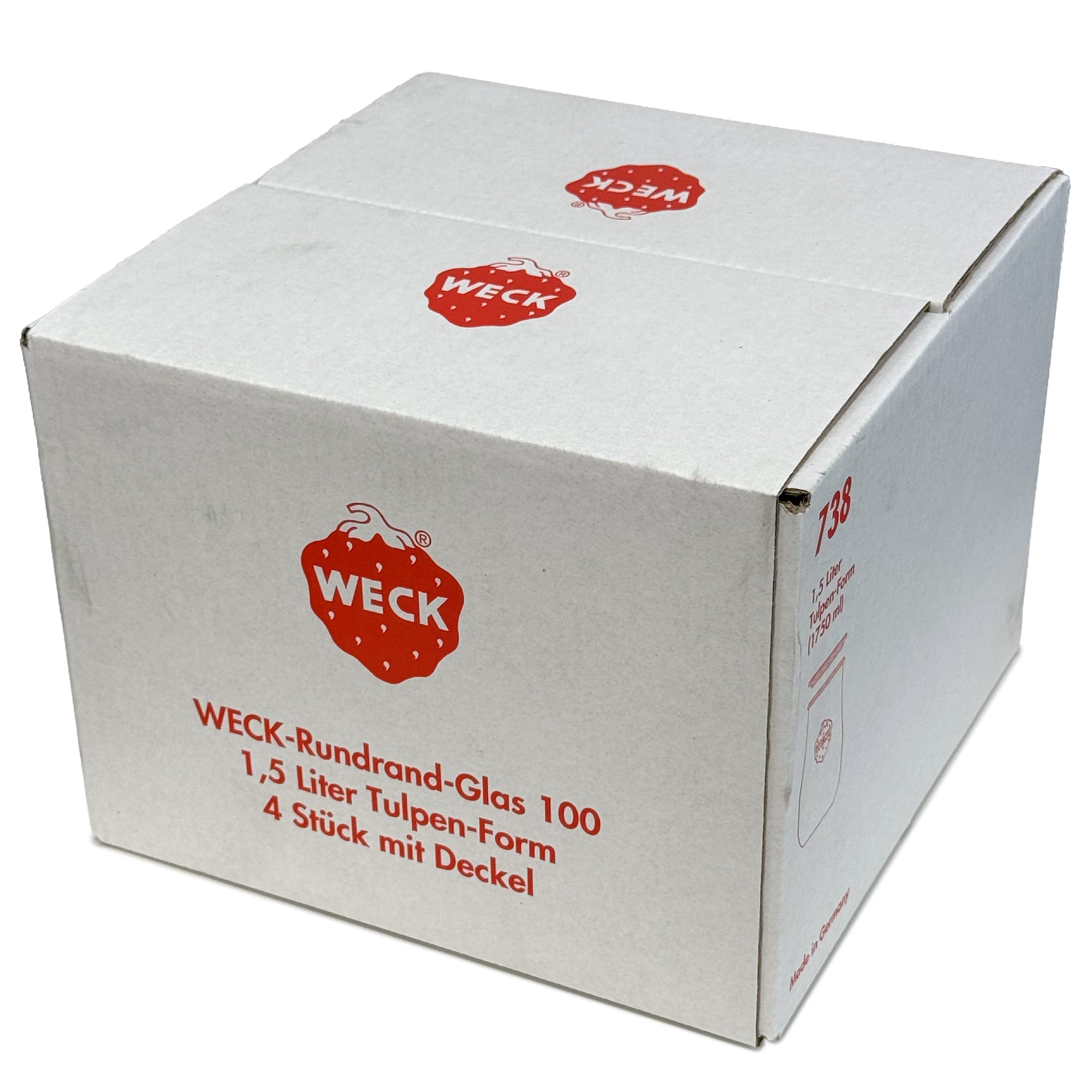 4x 1750 ml WECK-tulpenpot met glazen deksel RR 100