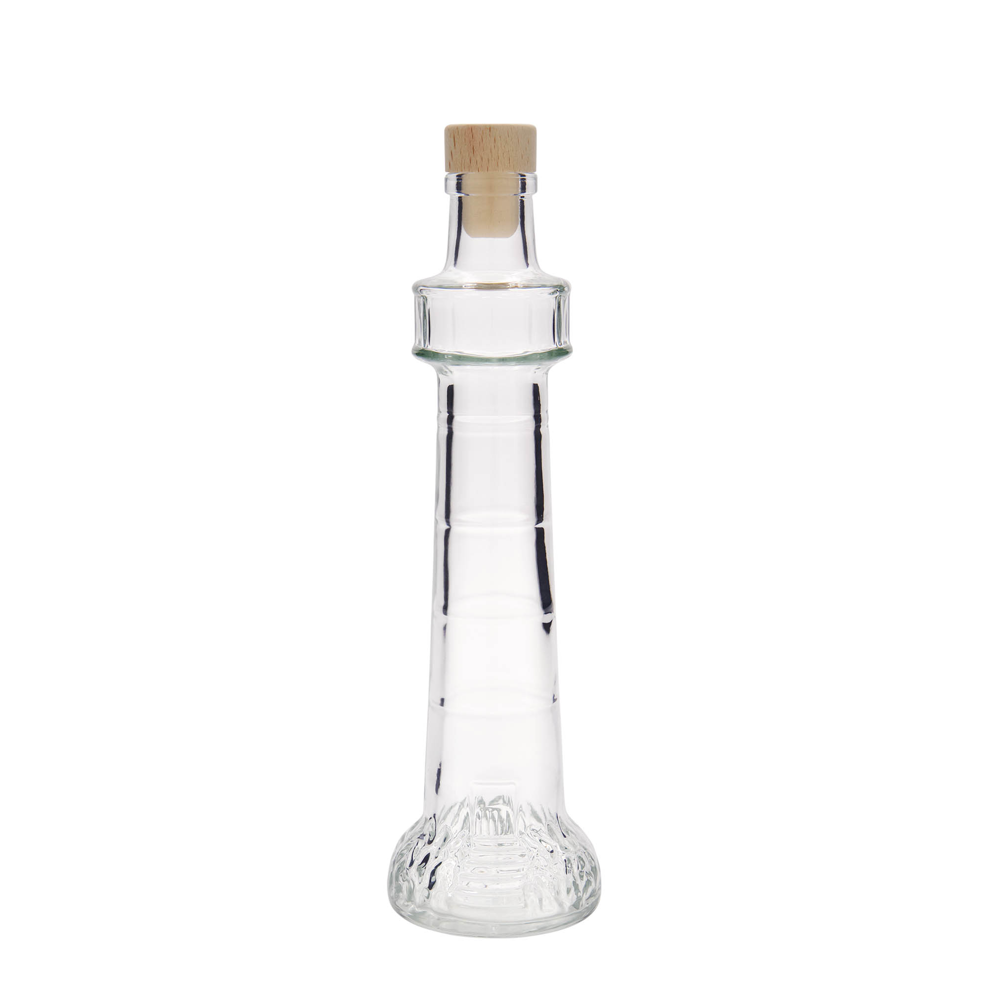 Glazen fles 'Vuurtoren', 200 ml, monding: kurk