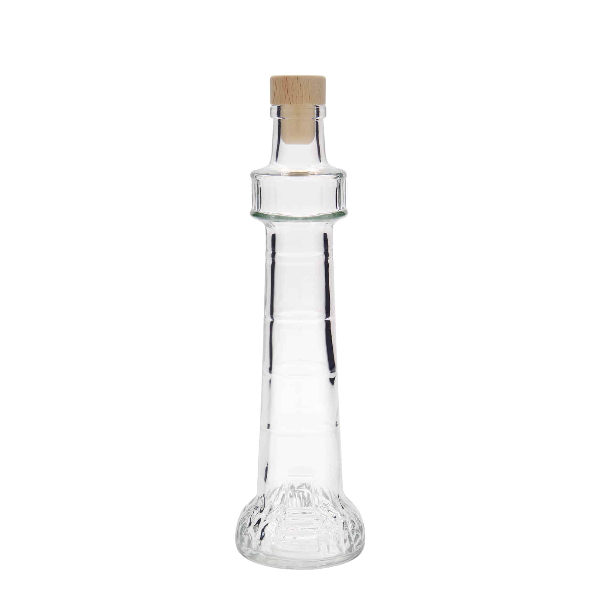 Glazen fles 'Vuurtoren', 200 ml, monding: kurk