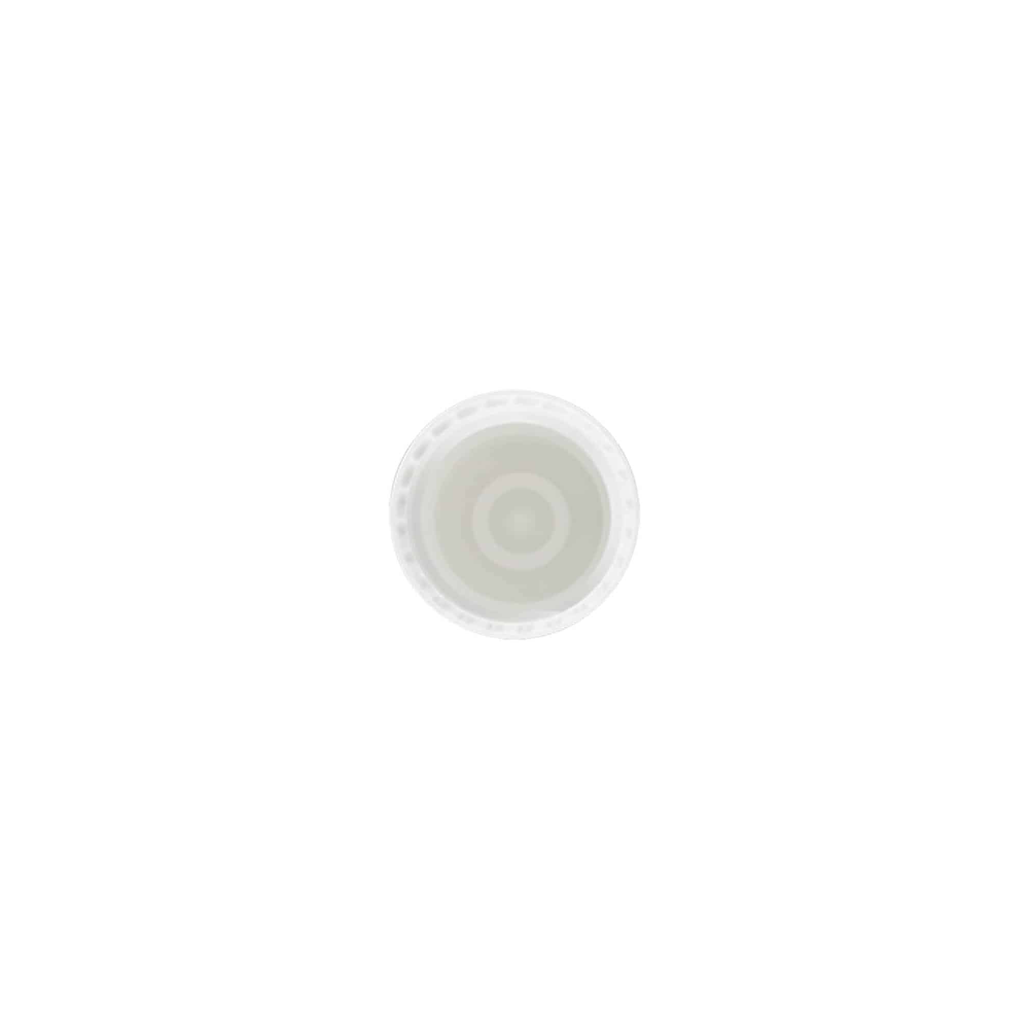 Capuchon pour flacon Roll-on 10 ml, plastique PP, blanc, pour bouchage: Bougage à vis Capuchon pour flacon Roll-on 10 ml, plastique PP, blanc, pour bouchage: Bougage à vis