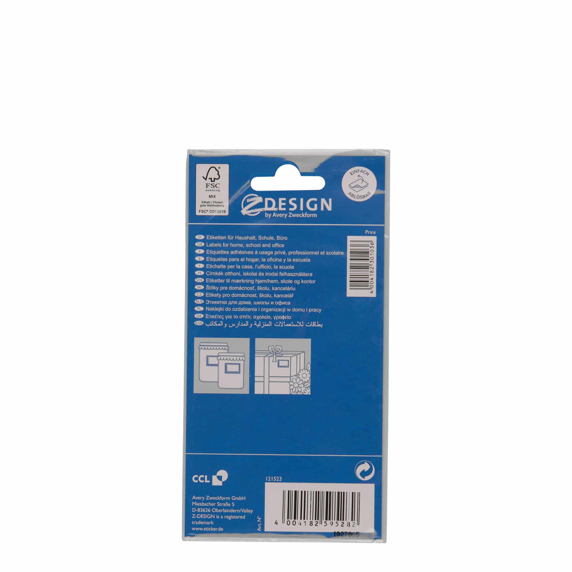 Étiquettes usage spécial 'Cadre bleu', rectangulaire, papier, blanc-bleu