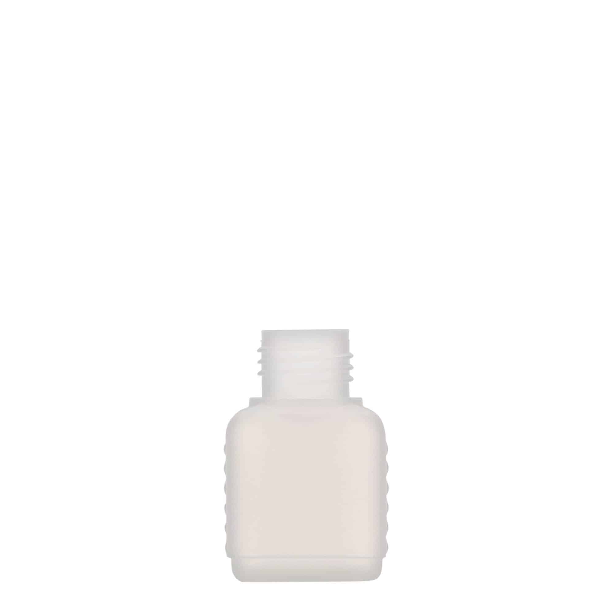 Canisterfles, 50 ml, rechthoekig, HDPE-kunststof, naturel, monding: DIN 25