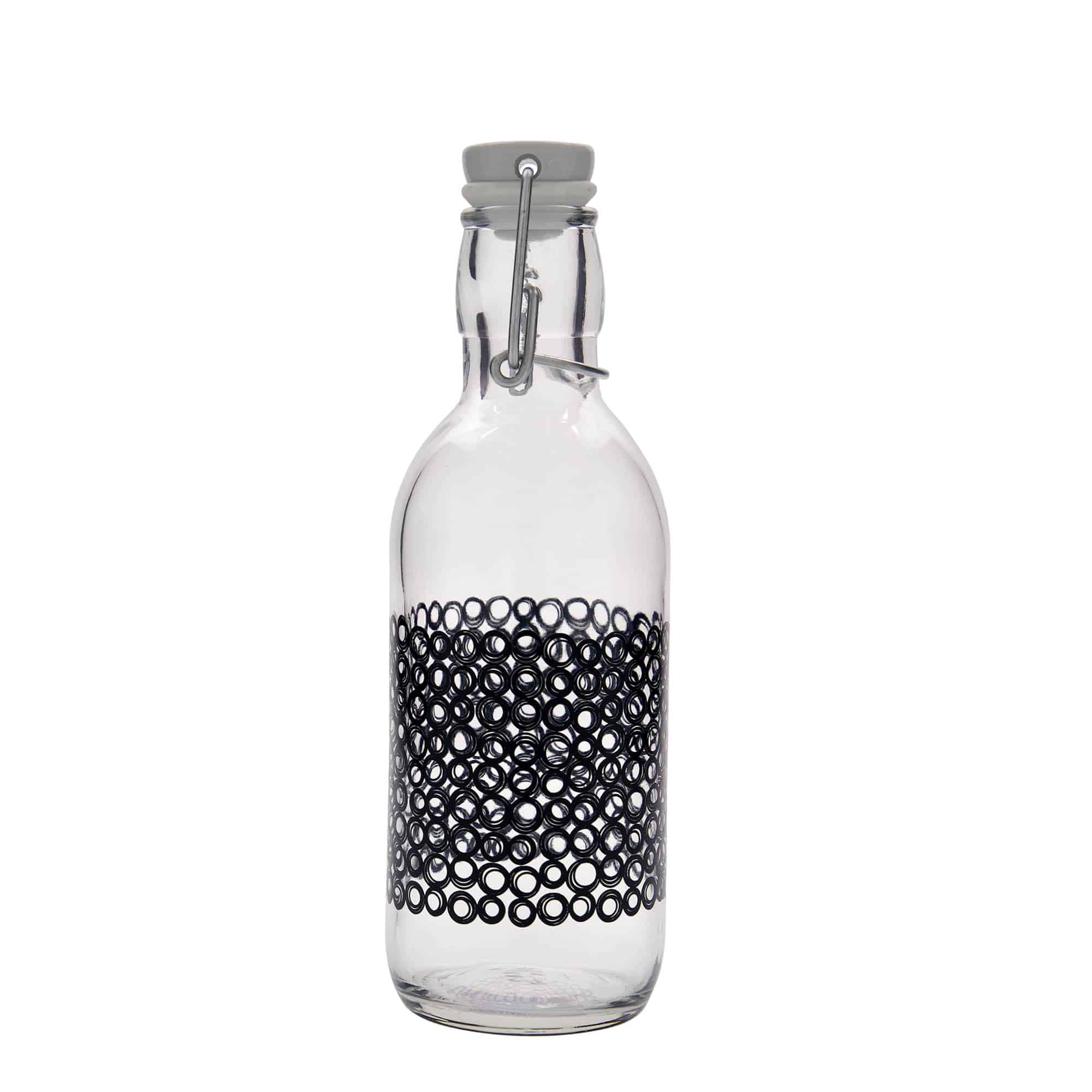 Glazen fles 'Emilia', 500 ml, motief: Circola nero, monding: beugelsluiting