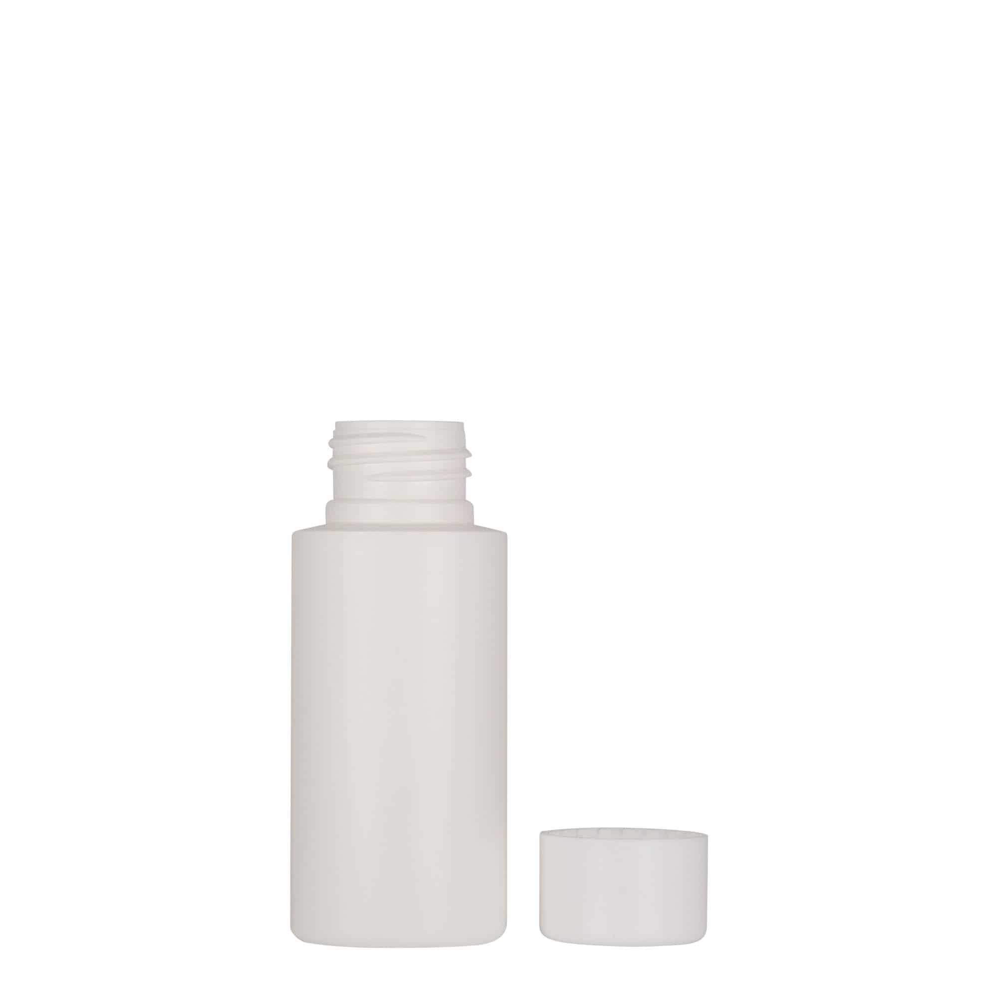 Plastic fles 'Pipe', 50 ml, HDPE, wit, monding: 24/410