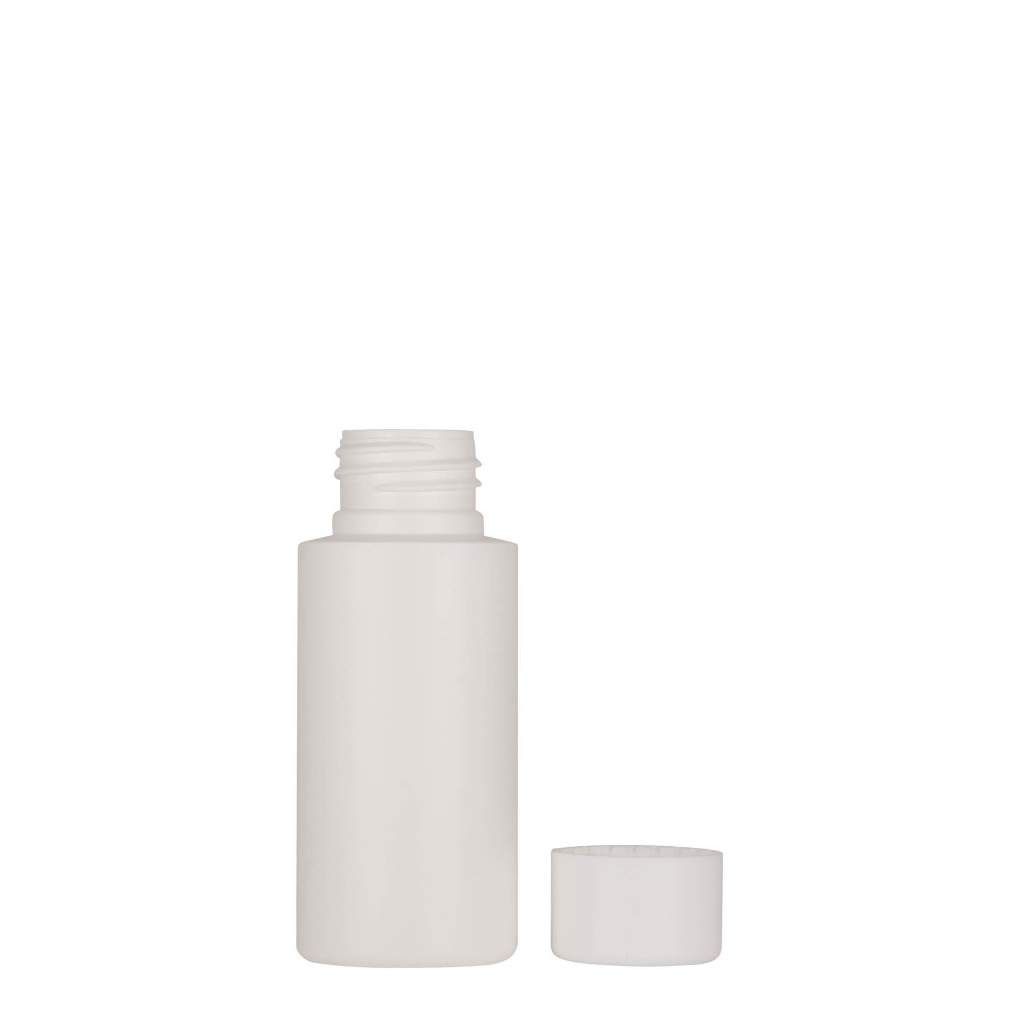 Plastic fles 'Pipe', 50 ml, HDPE, wit, monding: 24/410