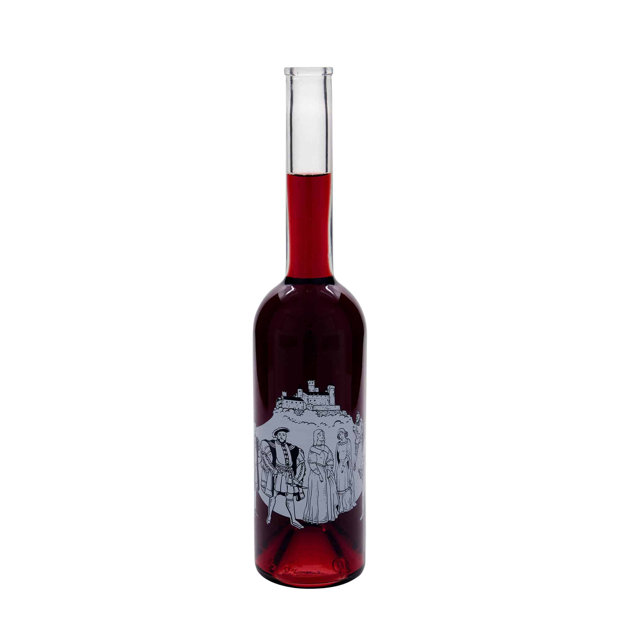 Bouteille en verre 500 ml 'Opera', motif : moyen-âge, bouchage: bouchon Bouteille en verre 500 ml 'Opera', motif : moyen-âge, bouchage: bouchon