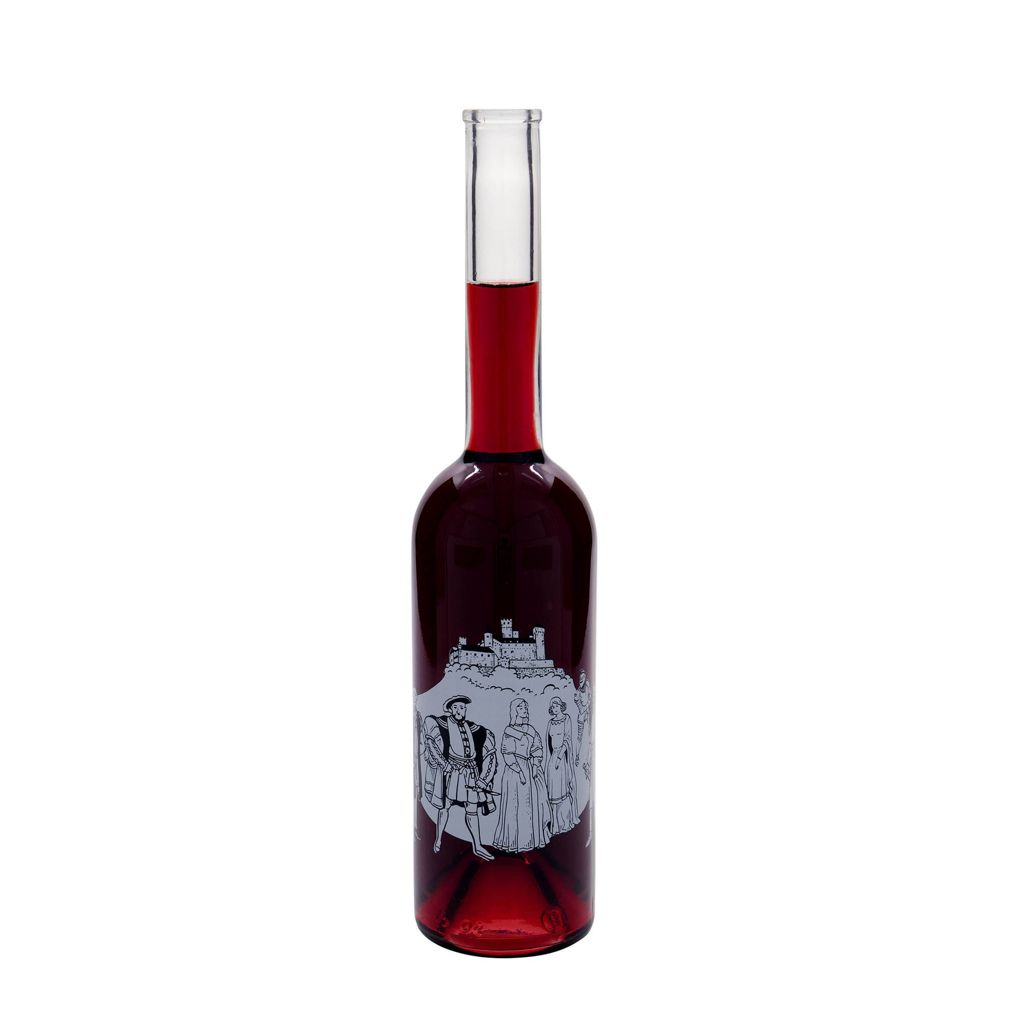Bouteille en verre 500 ml 'Opera', motif : moyen-âge, bouchage: bouchon Bouteille en verre 500 ml 'Opera', motif : moyen-âge, bouchage: bouchon