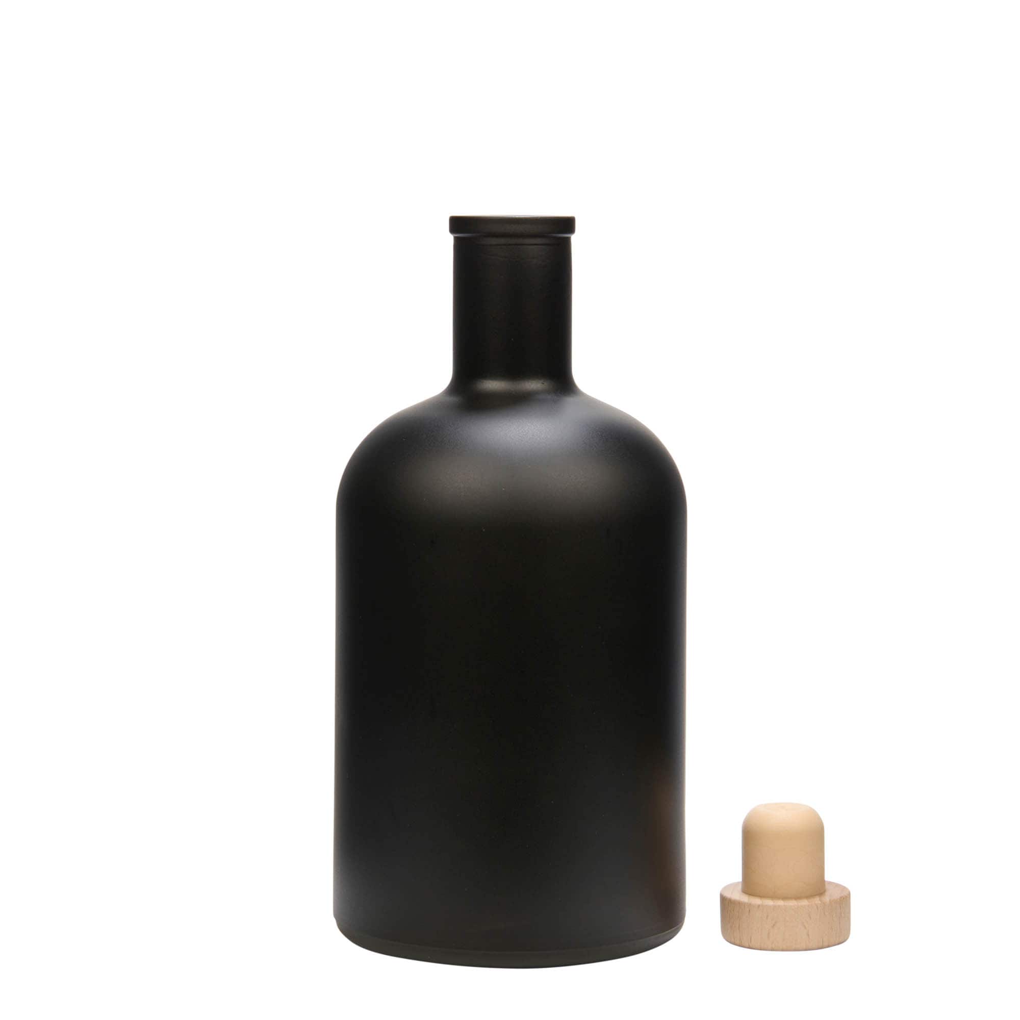 Glazen fles 'Gerardino', 700 ml, zwart, monding: kurk