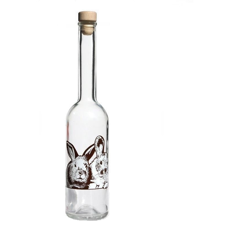 Bouteille en verre 500 ml 'Opera', motif : lapins, bouchage: bouchon Bouteille en verre 500 ml 'Opera', motif : lapins, bouchage: bouchon