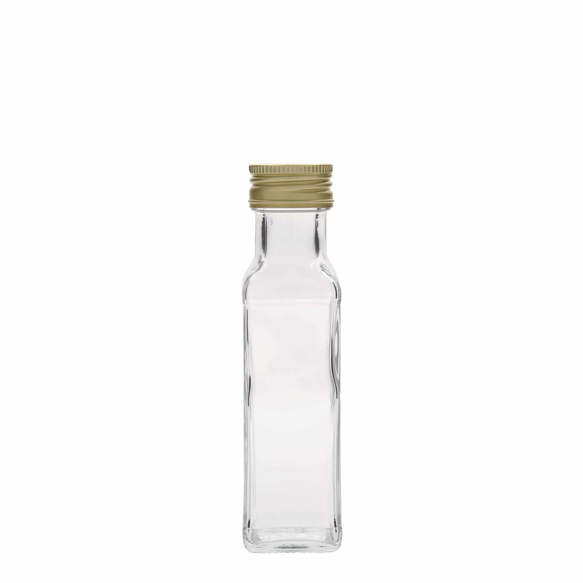 Glazen fles 'Marasca', 100 ml, vierkant, monding: PP 31,5