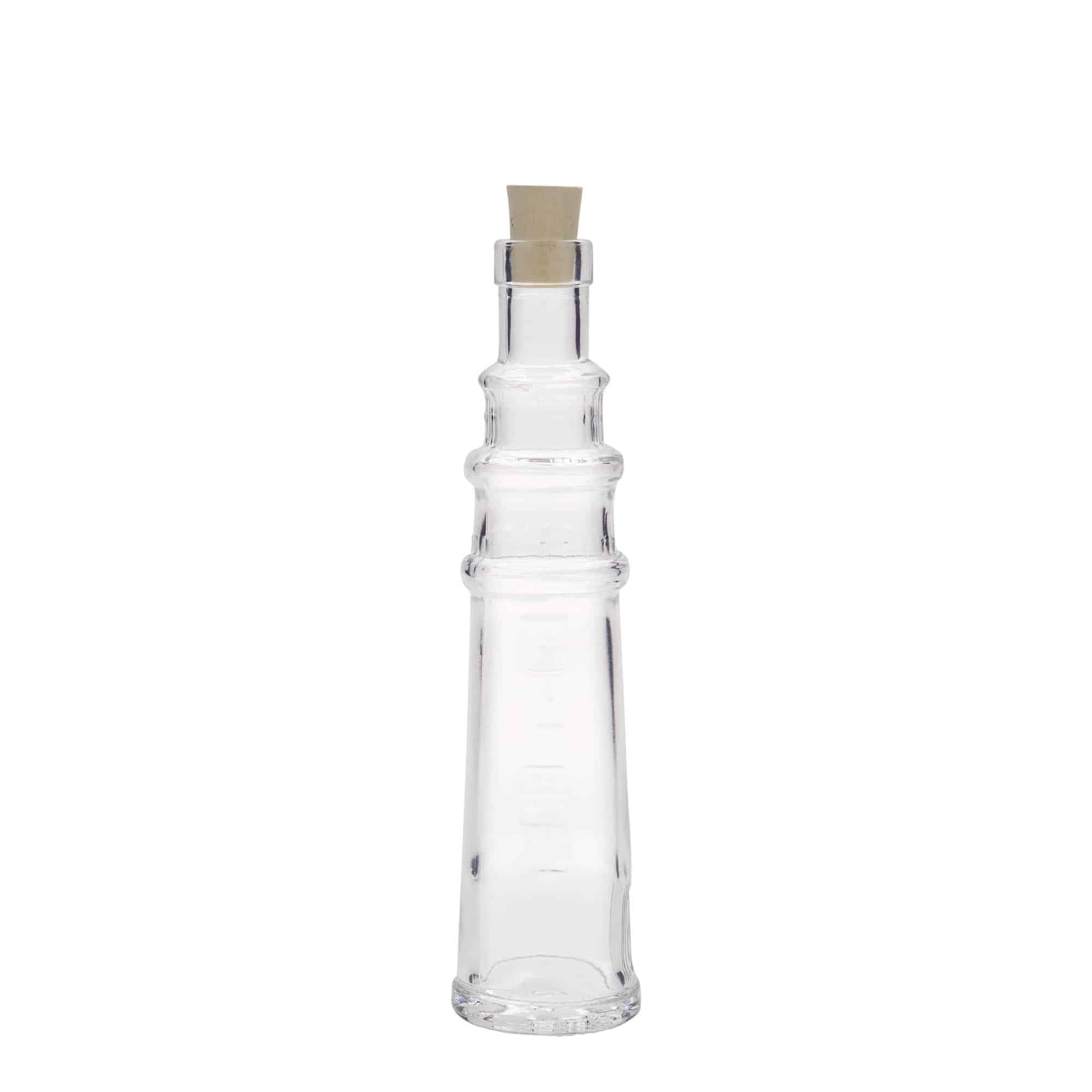 Glazen fles 'Vuurtoren', 100 ml, monding: kurk