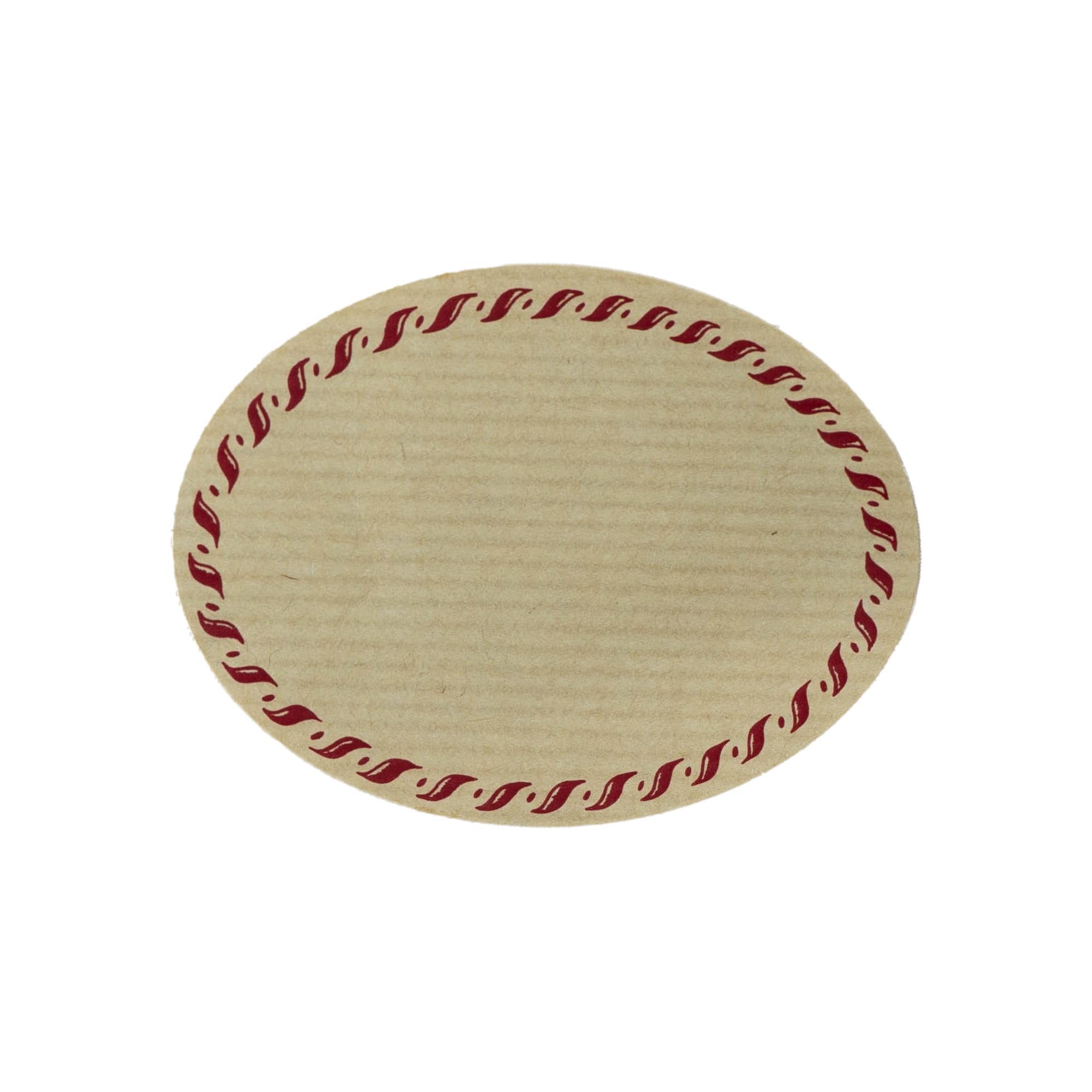 Groot naturel etiket 'Koordrand', ovaal, papier, rood-bruin Groot naturel etiket 'Koordrand', ovaal, papier, rood-bruin