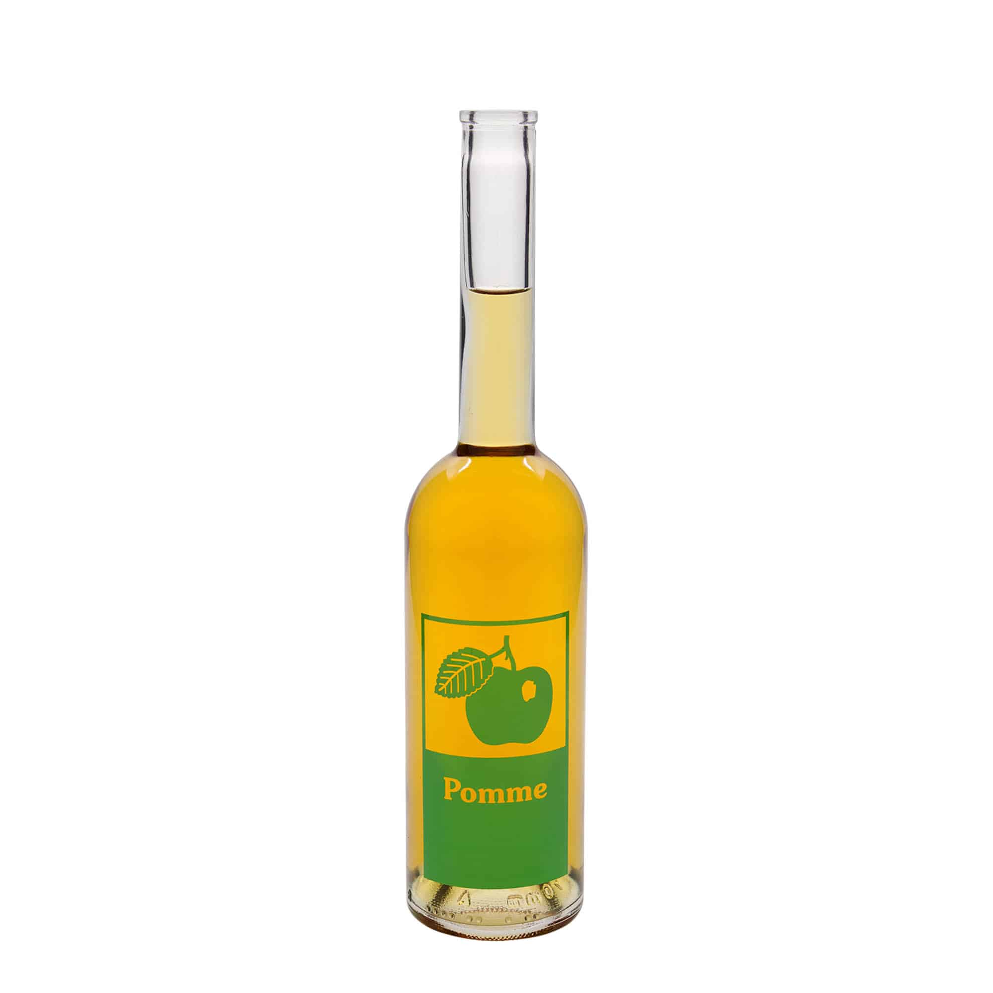 Glazen fles 'Opera', 500 ml, motief: Pomme, monding: kurk Glazen fles 'Opera', 500 ml, motief: Pomme, monding: kurk