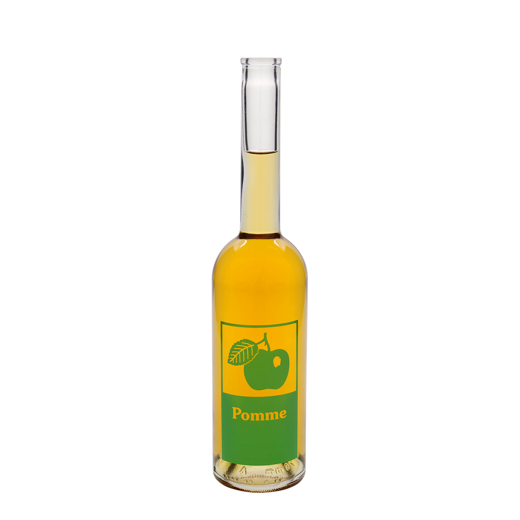 Glazen fles 'Opera', 500 ml, motief: Pomme, monding: kurk Glazen fles 'Opera', 500 ml, motief: Pomme, monding: kurk